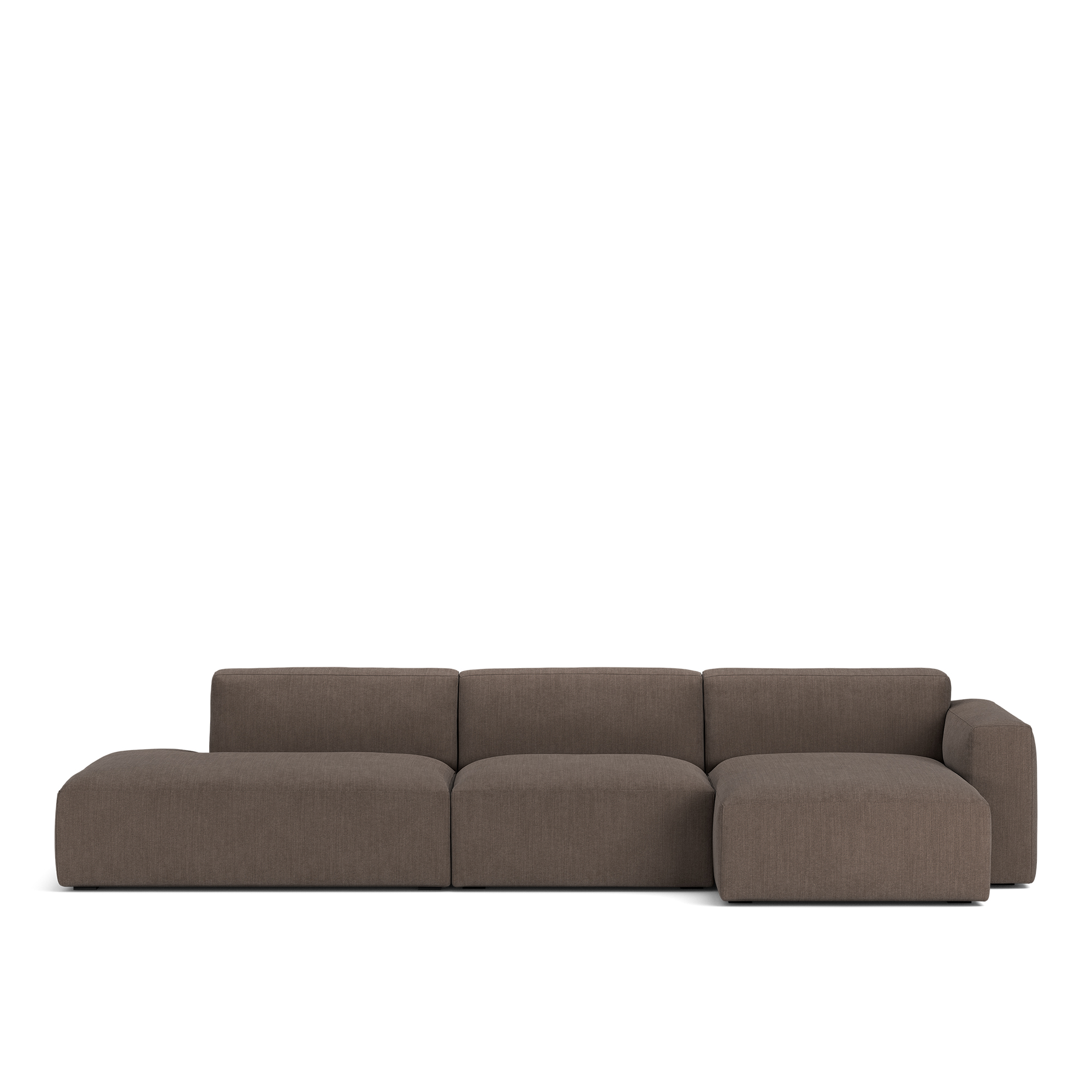 NOGA - Brick 3-Seater Chaise Lounge Open End Left Shadow Dark Brown Removable Upholstery - Soffor - Brun