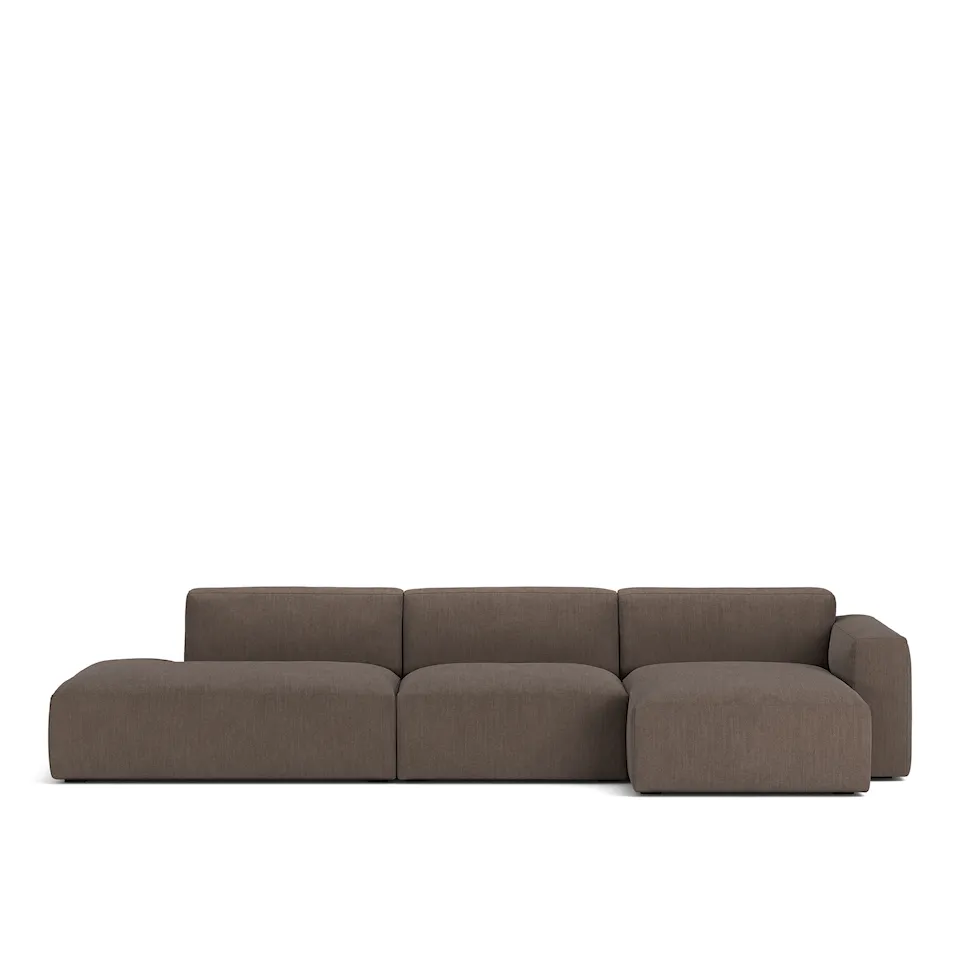 Brick 3-Seater Chaise Lounge Open End Left Shadow Dark Brown Removable Upholstery