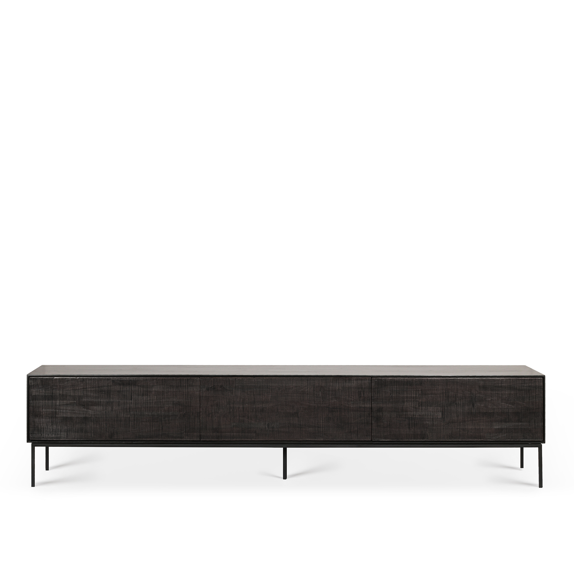 Ethnicraft - Grooves Tv Cupboard 242 Teak Black - TV-bänkar - Svart - Metall/Trä | Möbler - Förvaring Och Hyllor - Tv-bänkar | Möbelexperten