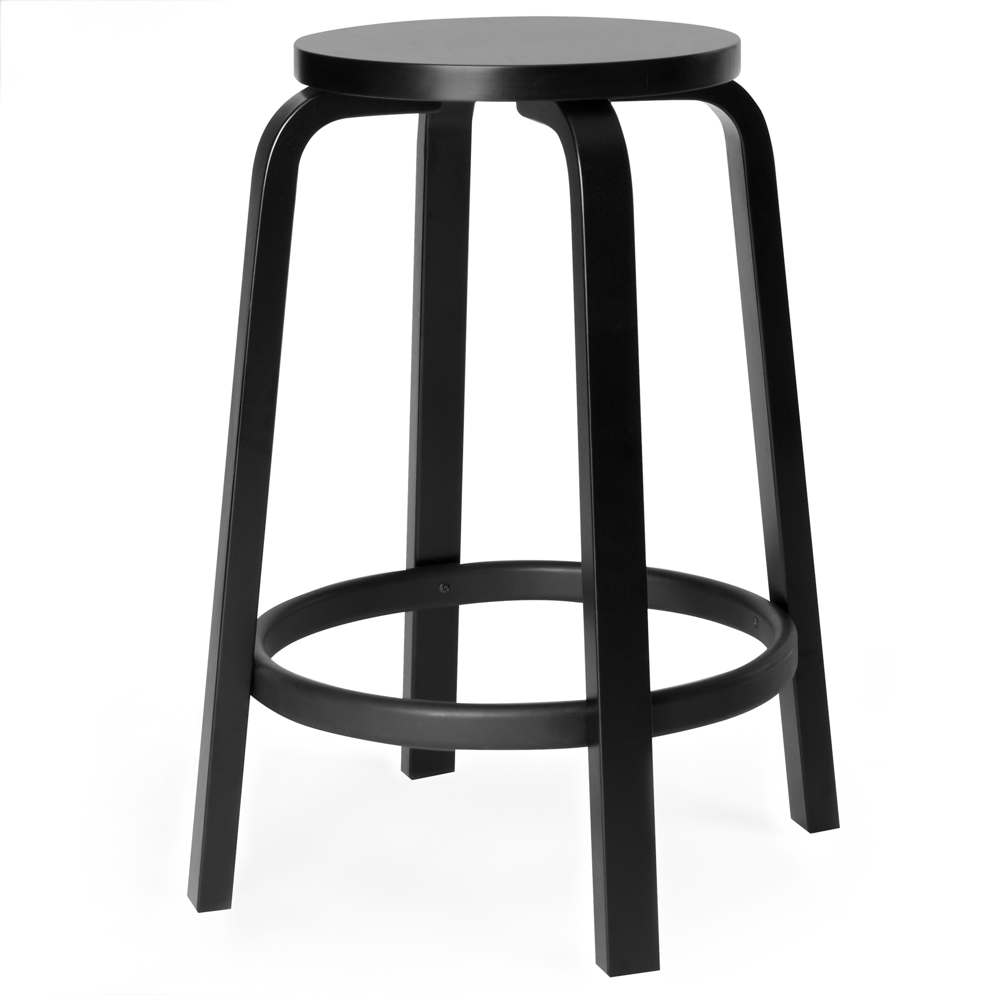 Artek - Barstol 64, 65 cm, Svartlackad bj&ouml;rk - Barstolar - Alvar Aalto - Svart - Tr&auml;