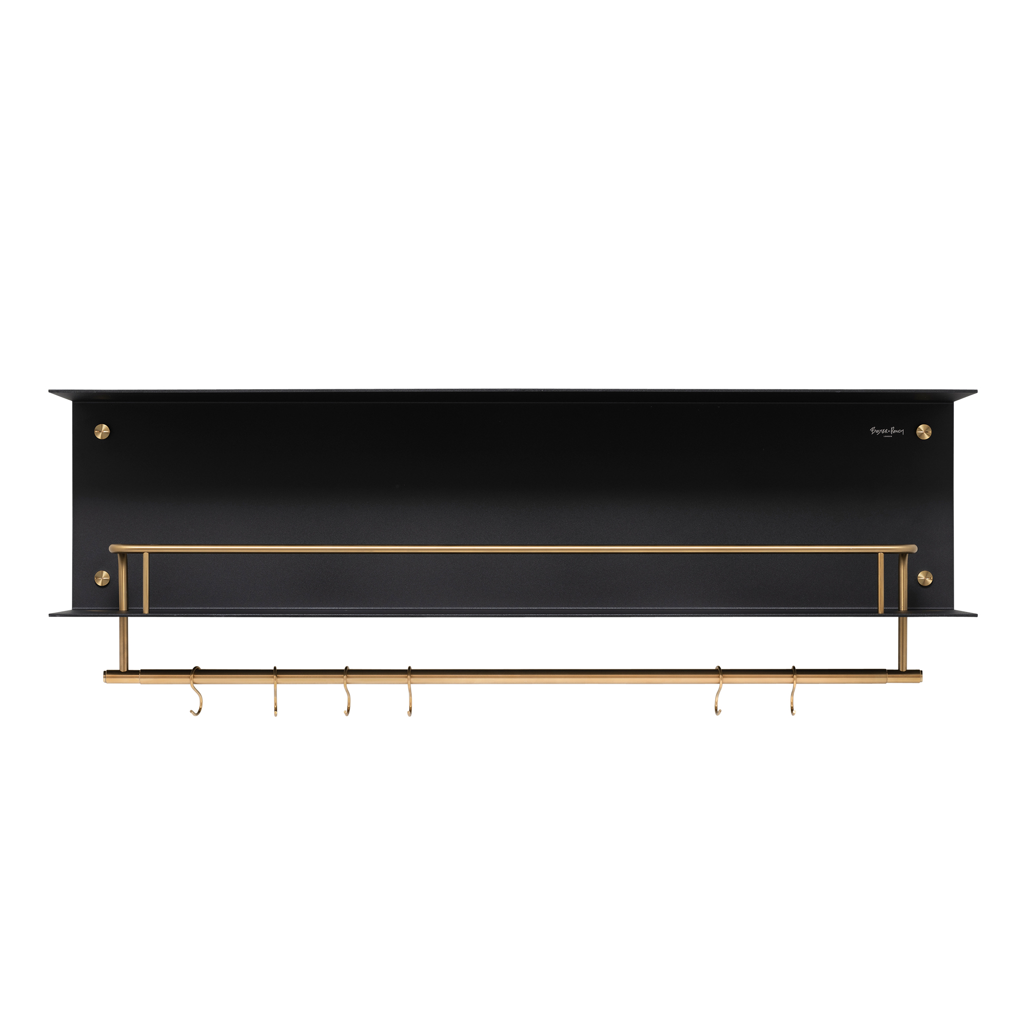 Buster + Punch - Hanger shelf - black/brass - V&auml;gghyllor - Guld,Svart - Metall