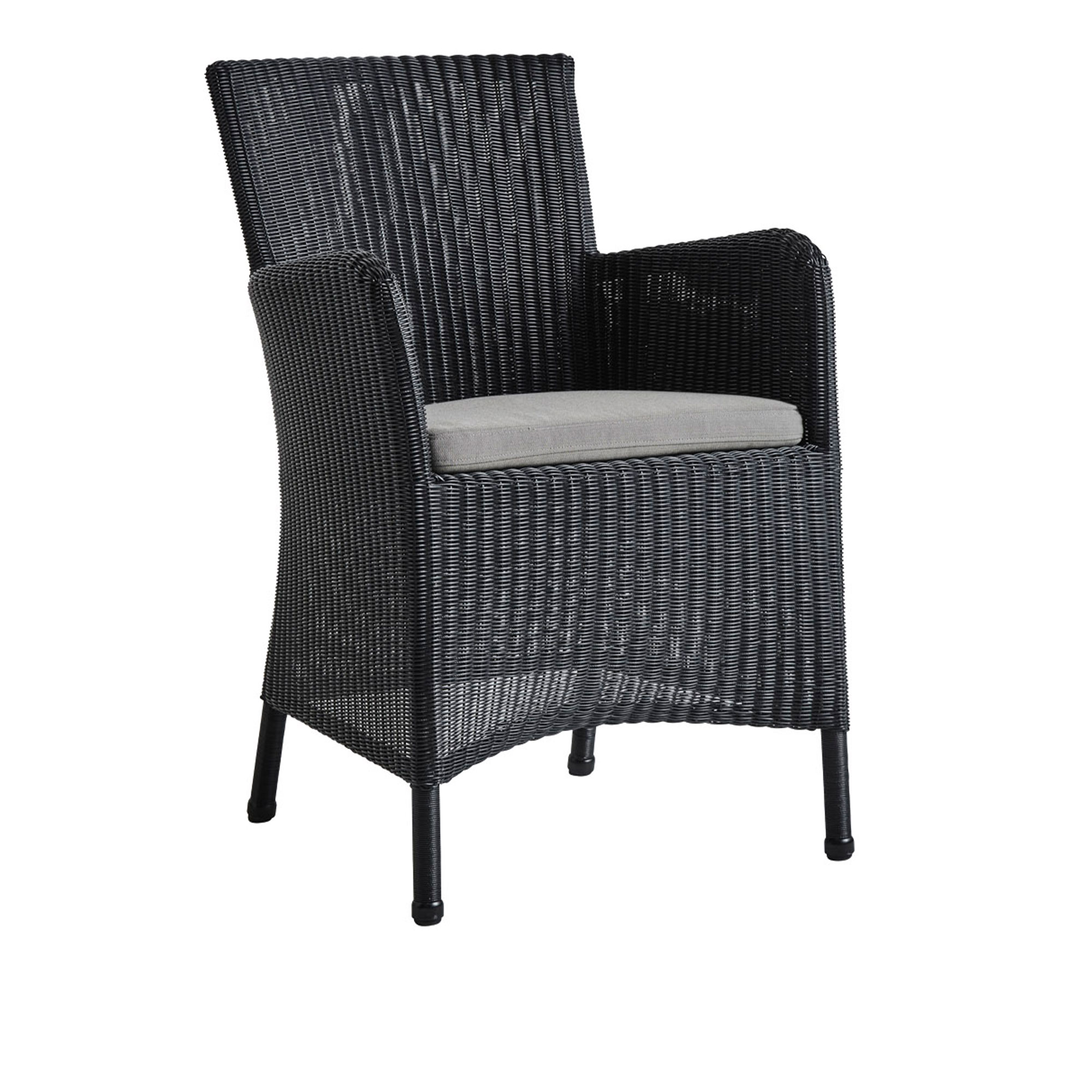 Cane-Line - Hampsted Karmstol Cane-Line Weave Black / Cane-line Natté Taupe - Matstolar utomhus - Cane-line Design Team - Svart - Textilmaterial/Syntetiskt | Utemöbler - Utestolar - Matstolar Utomhus | Möbelexperten