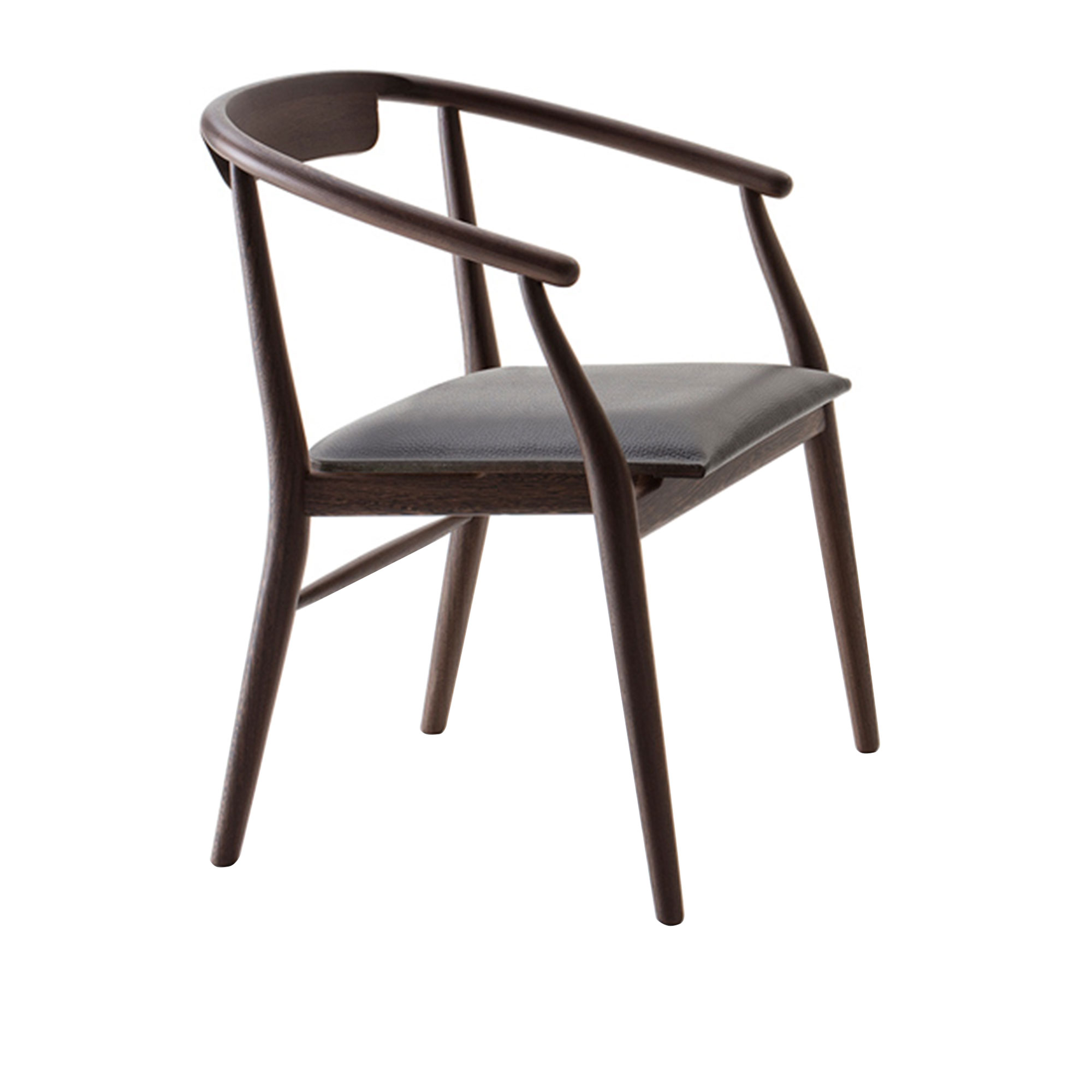 B&B Italia - Jens Chair With Armrests, Br 61, Smoke Stained Oak, Seat Cover Natural Embossed Thick Leather 150 - Spisestoler - Antonio Citterio - Svart - Lær/Tre