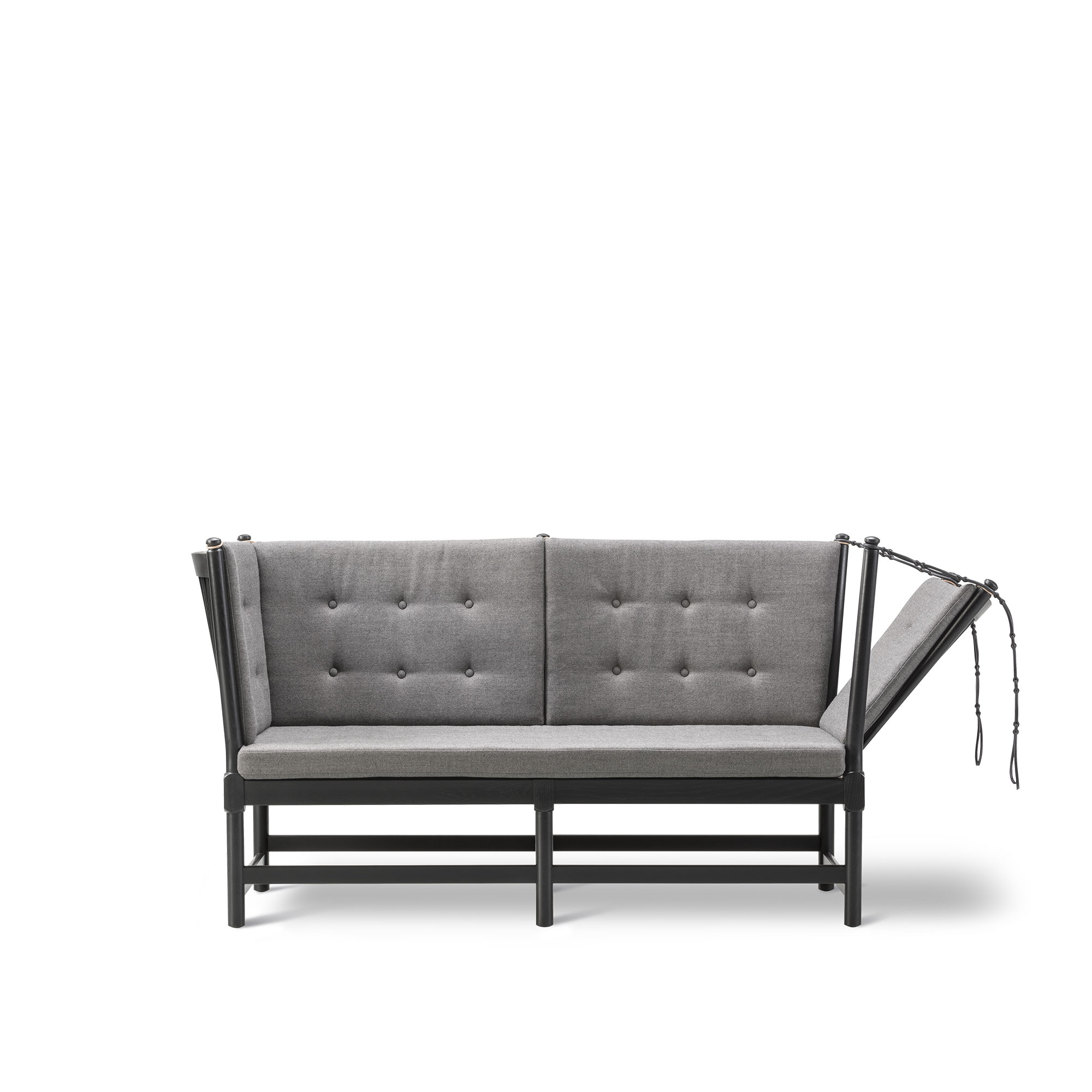 Fredericia Furniture - The Spoke-Back Sofa 2 Seater, Svartlackerad ek, Tyg 1, 4201 Capture - Soffor - B&oslash;rge Mogensen - Gr&aring;