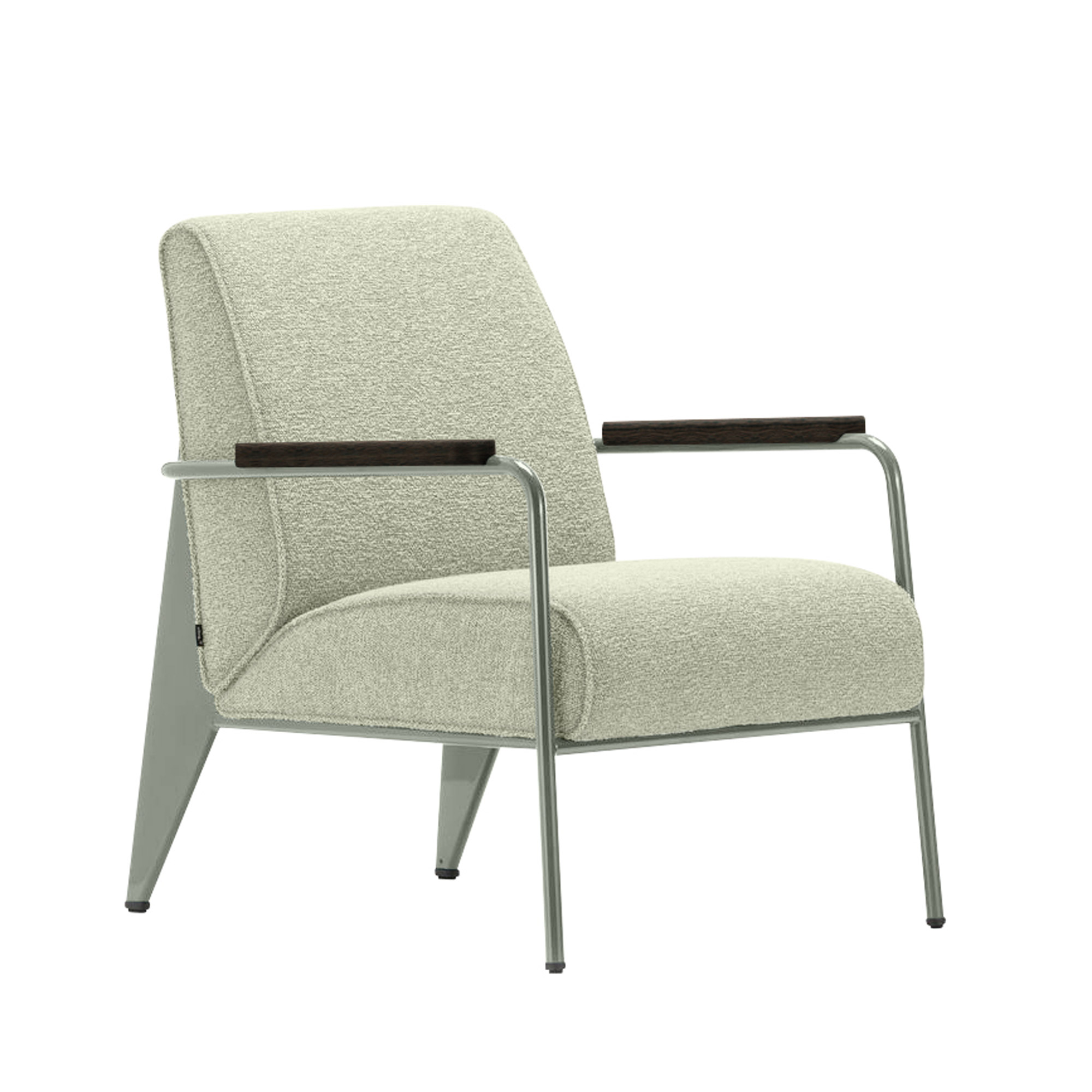 Vitra - Fauteuil de Salon, Prouvé Gris Vermeer, Dark Oak, Fabric Cat. F100 Nubia Col. 03 Cream/Sand - Fåtöljer - Jean Prouvé - Beige - Metall/Trä/Skum