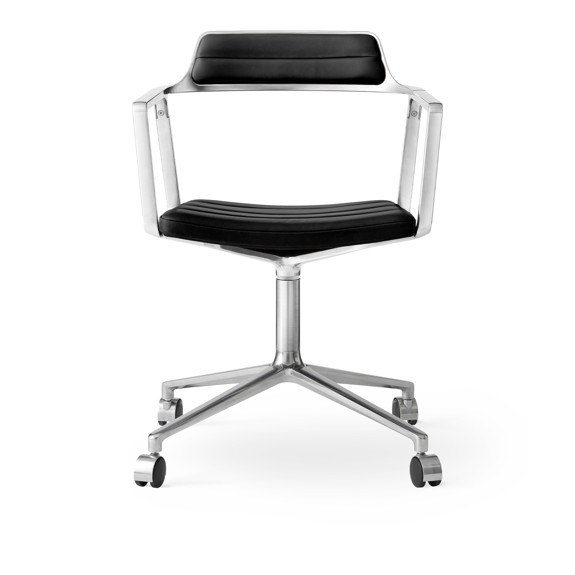 vipp - vipp452 kontorstol hjul polerad ram svart läder - kontorsstolar - svart