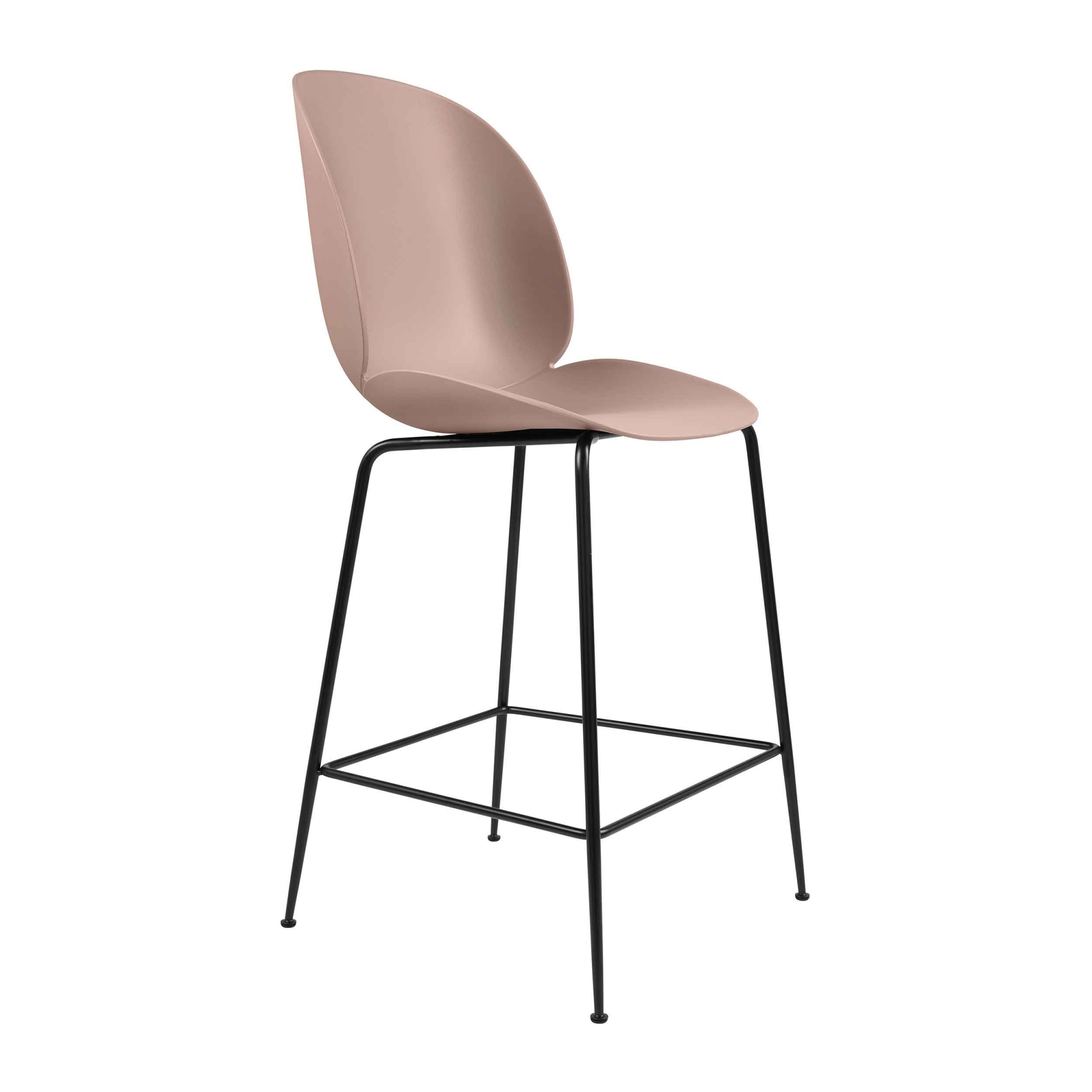 Gubi - Beetle Counter Chair Un-upholstered, Conic Base Black, Sweet Pink Shell - Barstolar & barpallar - GamFratesi - Rosa - Metall/Plast