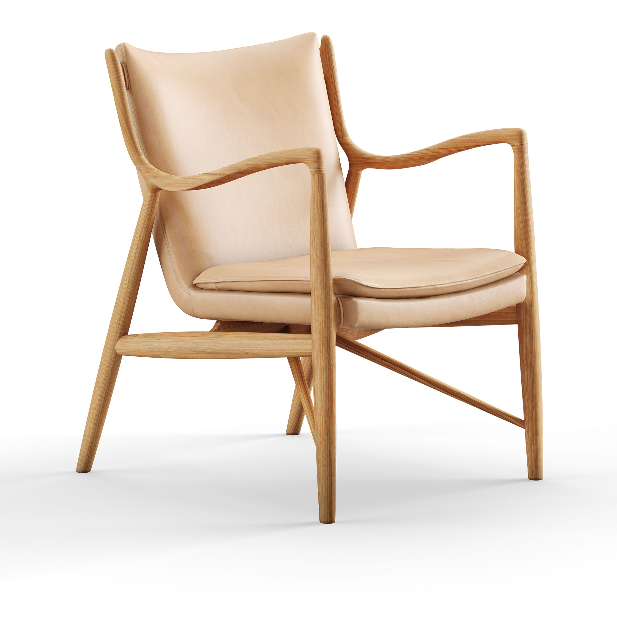 House of Finn Juhl - 45 Chair, Dark oiled oak, Leather Group 4 Vegetal, 90 Nature  - F&aring;t&ouml;ljer - Finn Juhl - Beige,Tr&auml;f&auml;rgad - L&auml;der/Tr&auml;