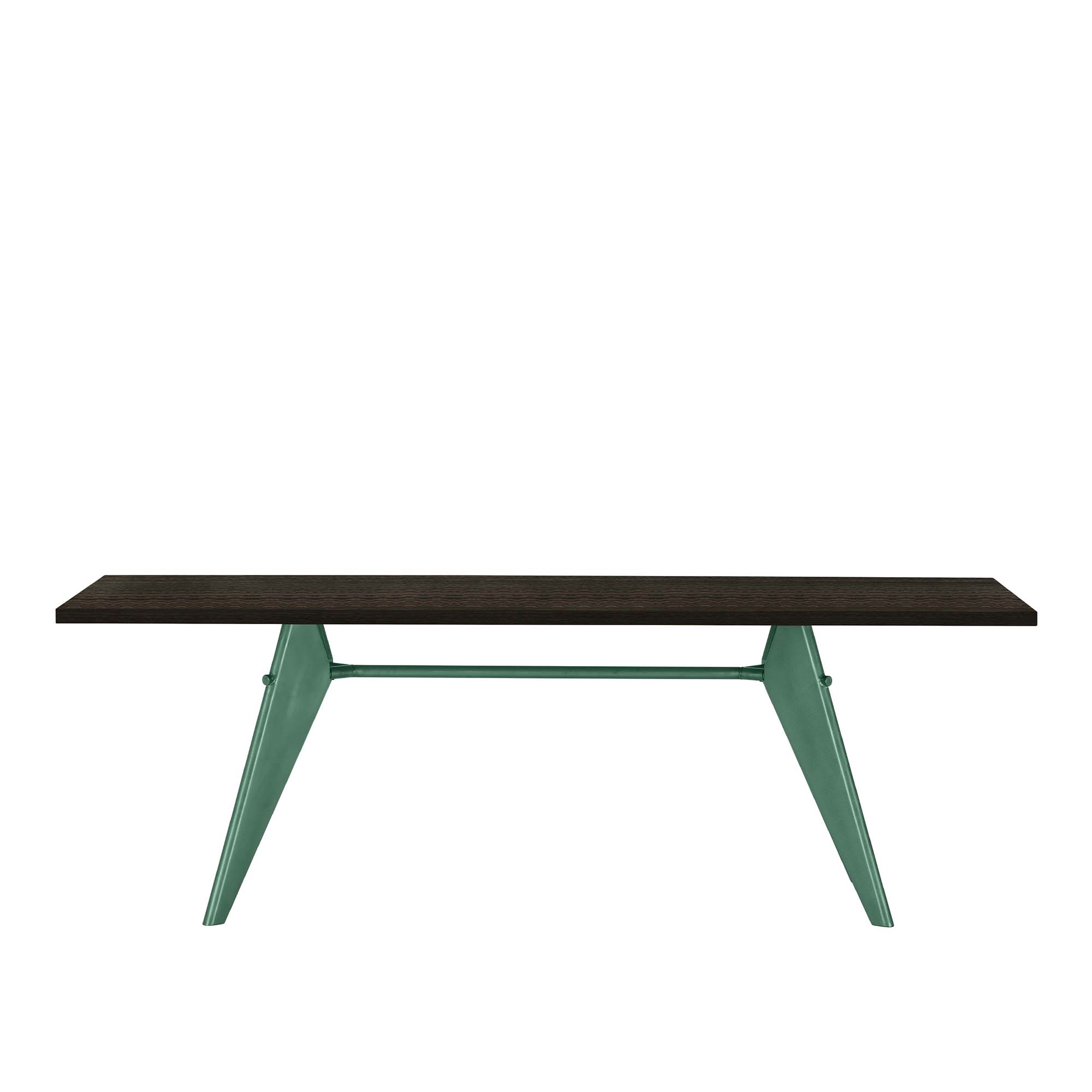 Vitra - EM Table 220, Base Prouvé Blé Vert - Dark Oak Veneer - Matbord - Jean Prouvé - Grön,Träfärgad - Metall/Trä