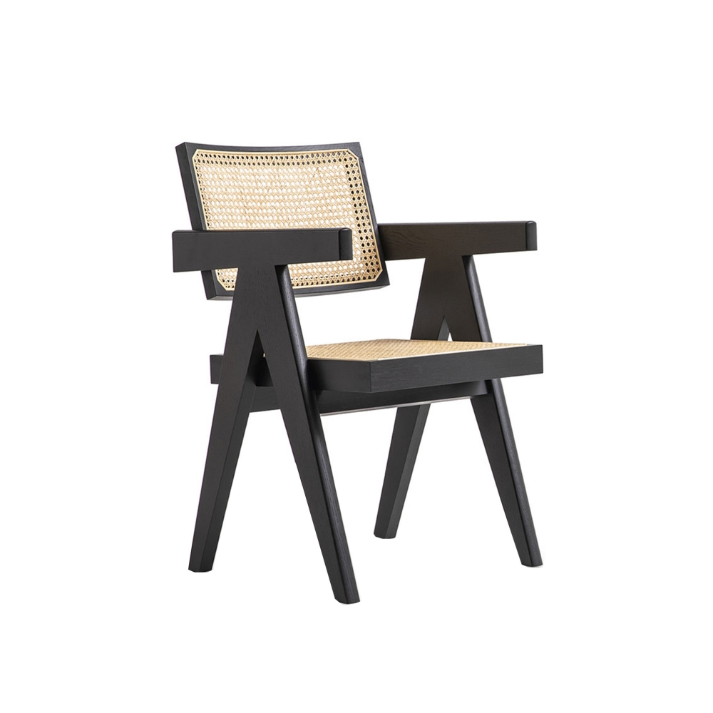 Cassina - 051 Capitol Complex Office Chair - Oak Stained Black - Spisestoler - Pierre Jeanneret - Svart - Tre