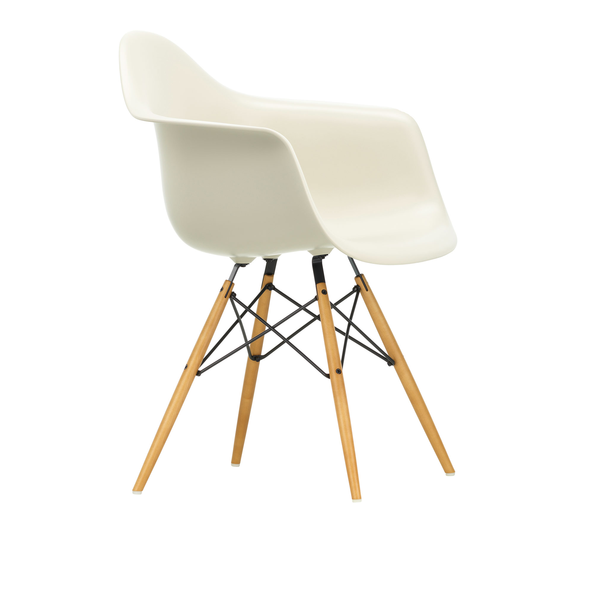 Vitra - Eames Plastic Armchair DAW - 11 Pebble - Golden Maple - Matstolar - Charles & Ray Eames - Vit - Metall/Trä/Plast