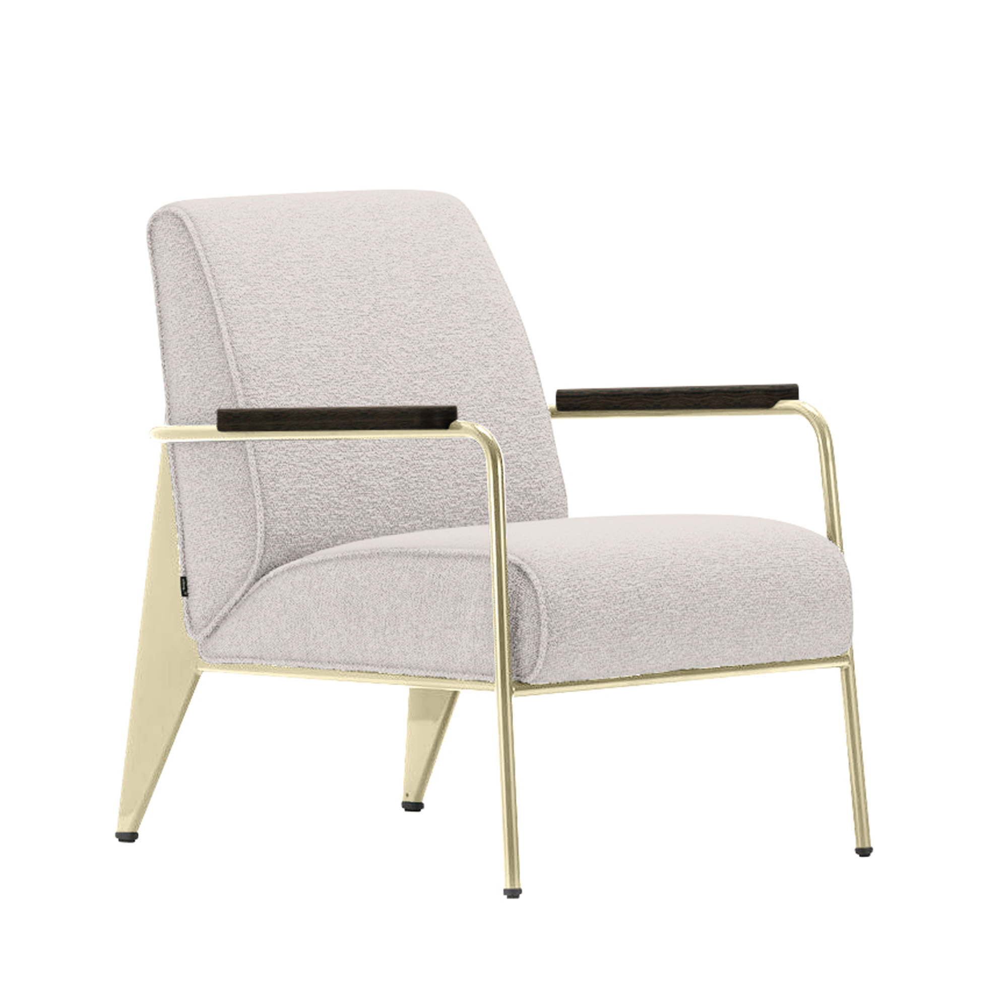 Vitra - Fauteuil de Salon, Base Ecru,, Dark Oak, Fabric Cat. F100 Nubia Col. 01 Ivory/Perle - Fåtöljer - Jean Prouvé - Vit - Metall/Trä/Skum