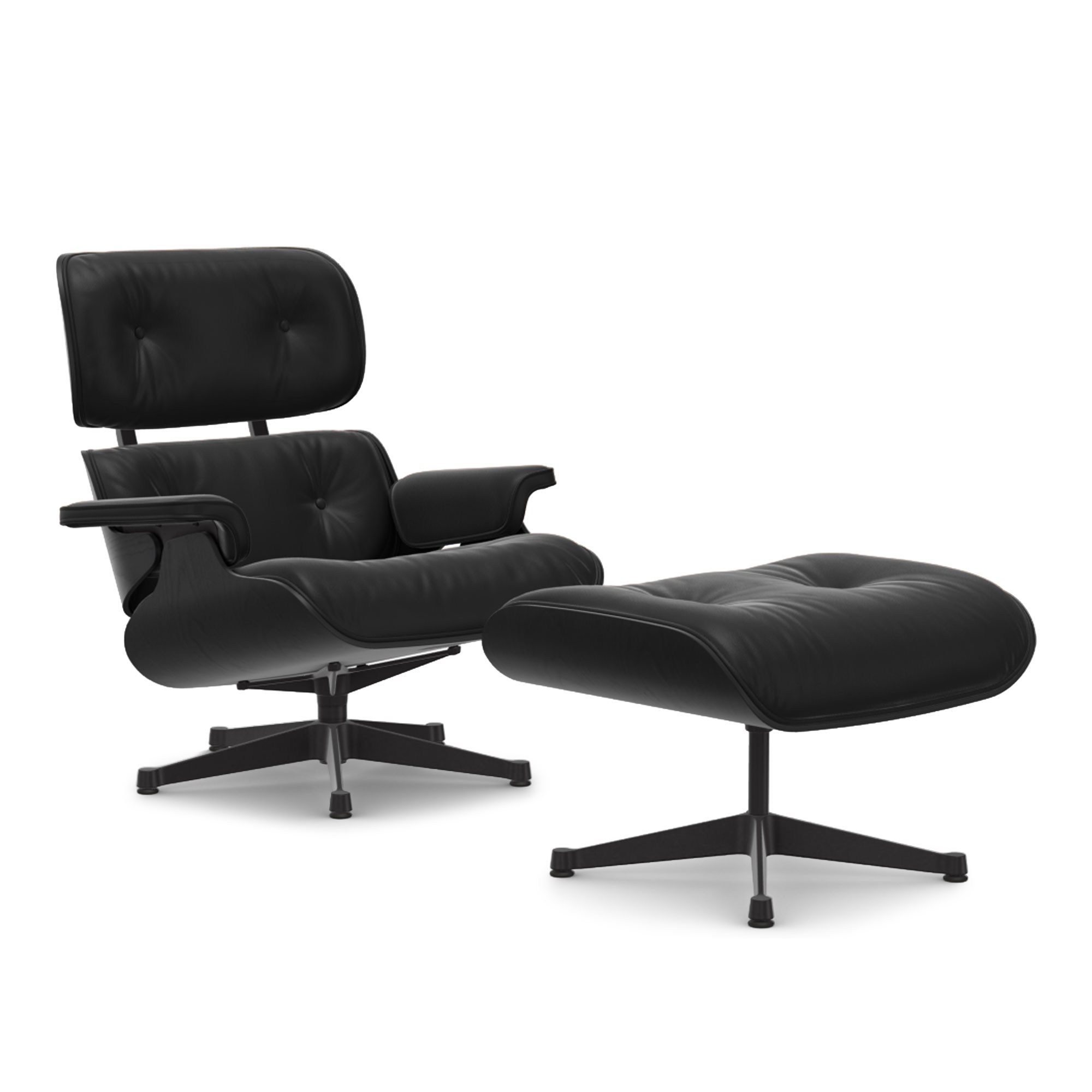 Vitra - Eames Lounge Set Black Chestnut Leather Premium Nero 66 Deep Black - Fåtöljer - Charles & Ray Eames - Svart | Möbler - Fåtöljer Och Puffar - Fåtöljer | Möbelexperten
