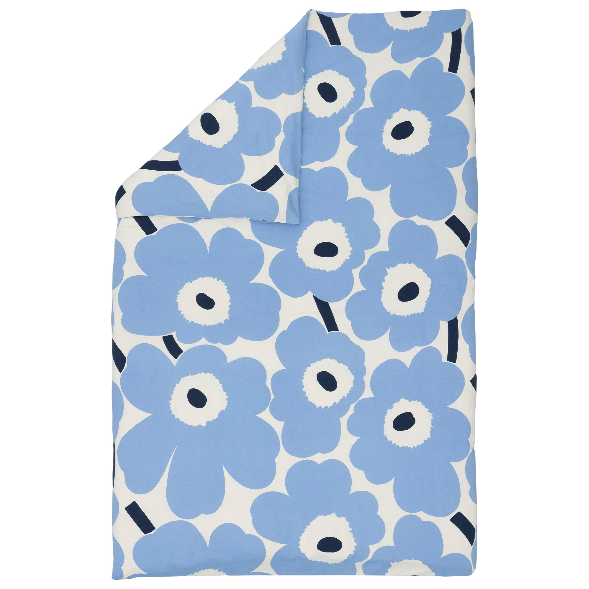Marimekko - Unikko Jersey Dc 150 x 210 cm Off White Lt.Blue Navy - Påslakan - Maija Isola | Textilier - Sovrumstextilier - Påslakan | Möbelexperten