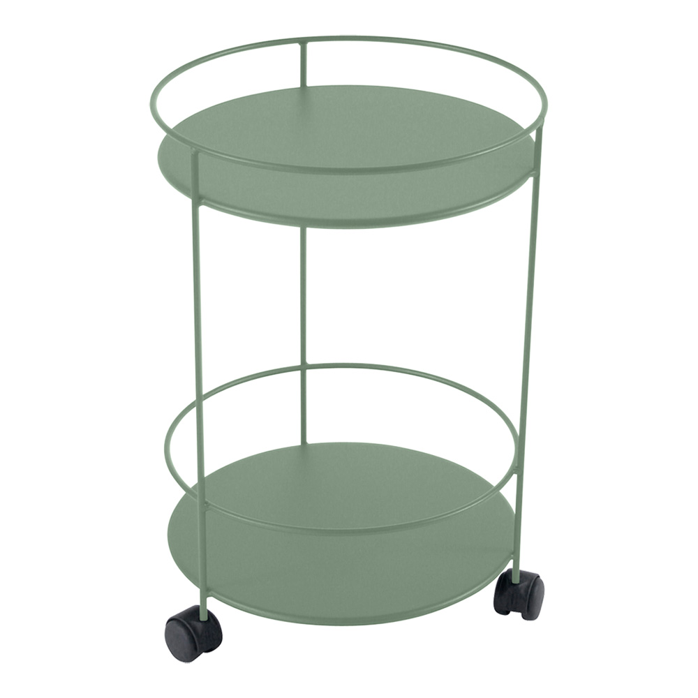 Fermob - Guinguette Side Wheeled Table With Solid Double Top Cactus 82 - Småbord & Sidobord utomhus - Grön - Metall