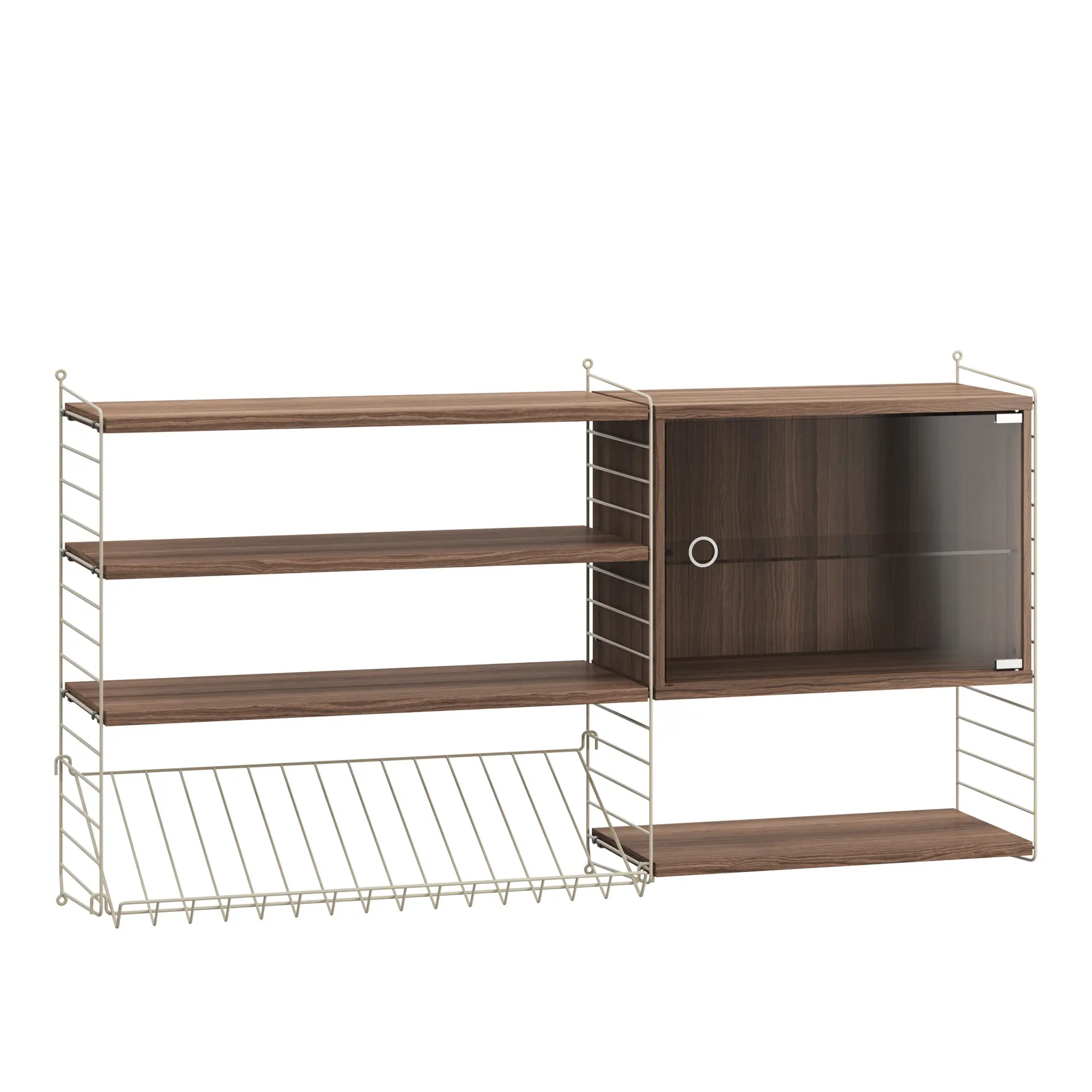 Stue hyllesystem S valnøtt/beige