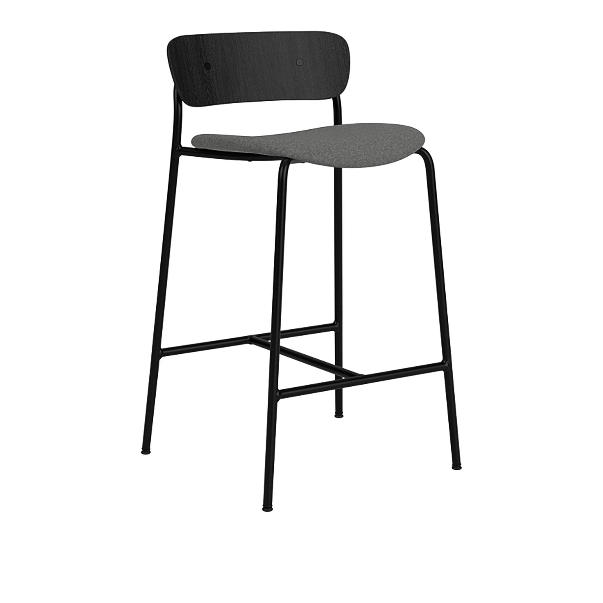 &Tradition - Pavilion AV8, Black Lacquered Oak, Fabric cat.2, Divina Melange 3 170 - Barstolar & barpallar - Anderssen & Voll - Metall/Trä