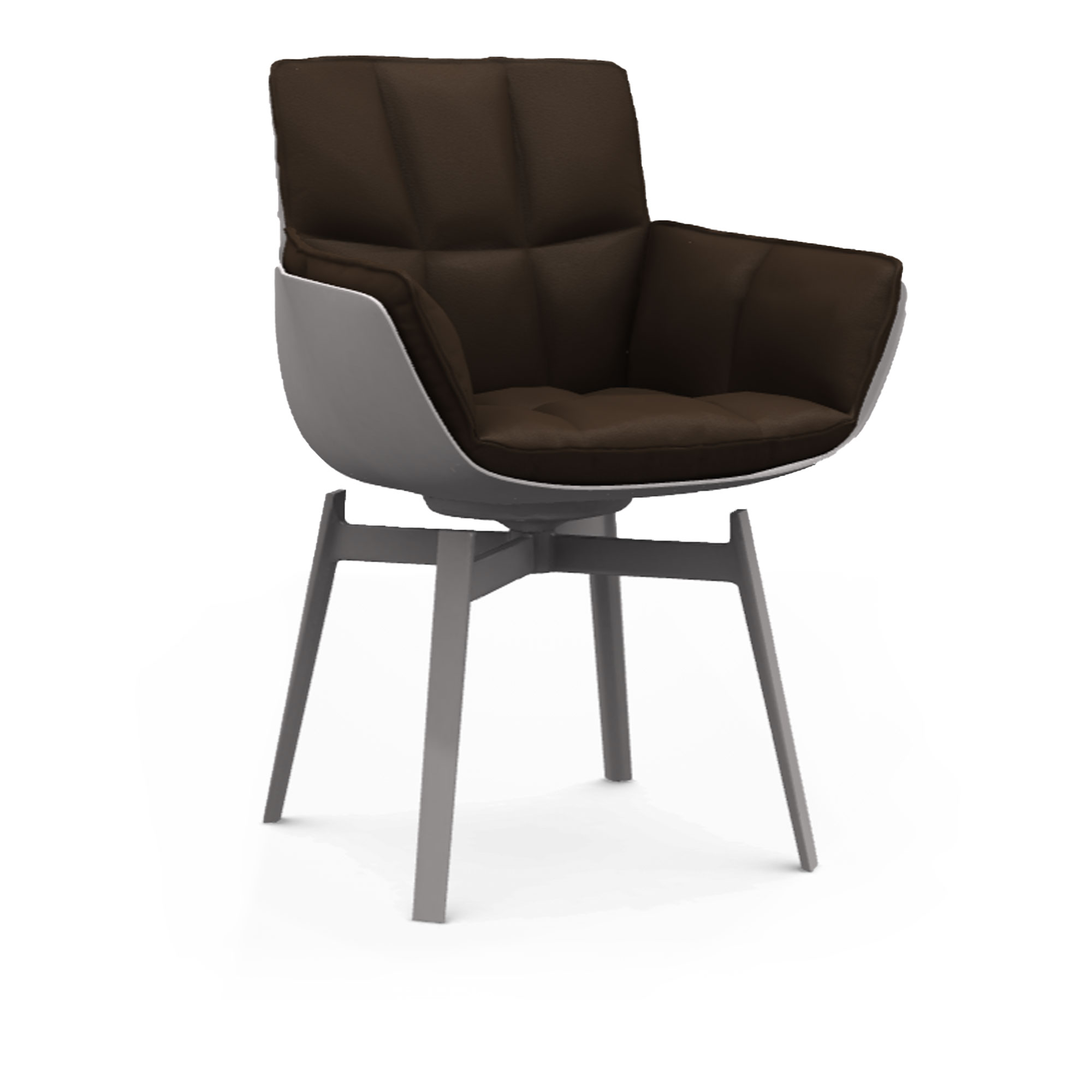 B&B Italia - Husk - Karmstol, Utförande: Vit, Läder: Kat. Koto - Koto - 1119330 - Matstolar - Patricia Urquiola - Brun - Läder/Metall/Syntetiskt/Plast