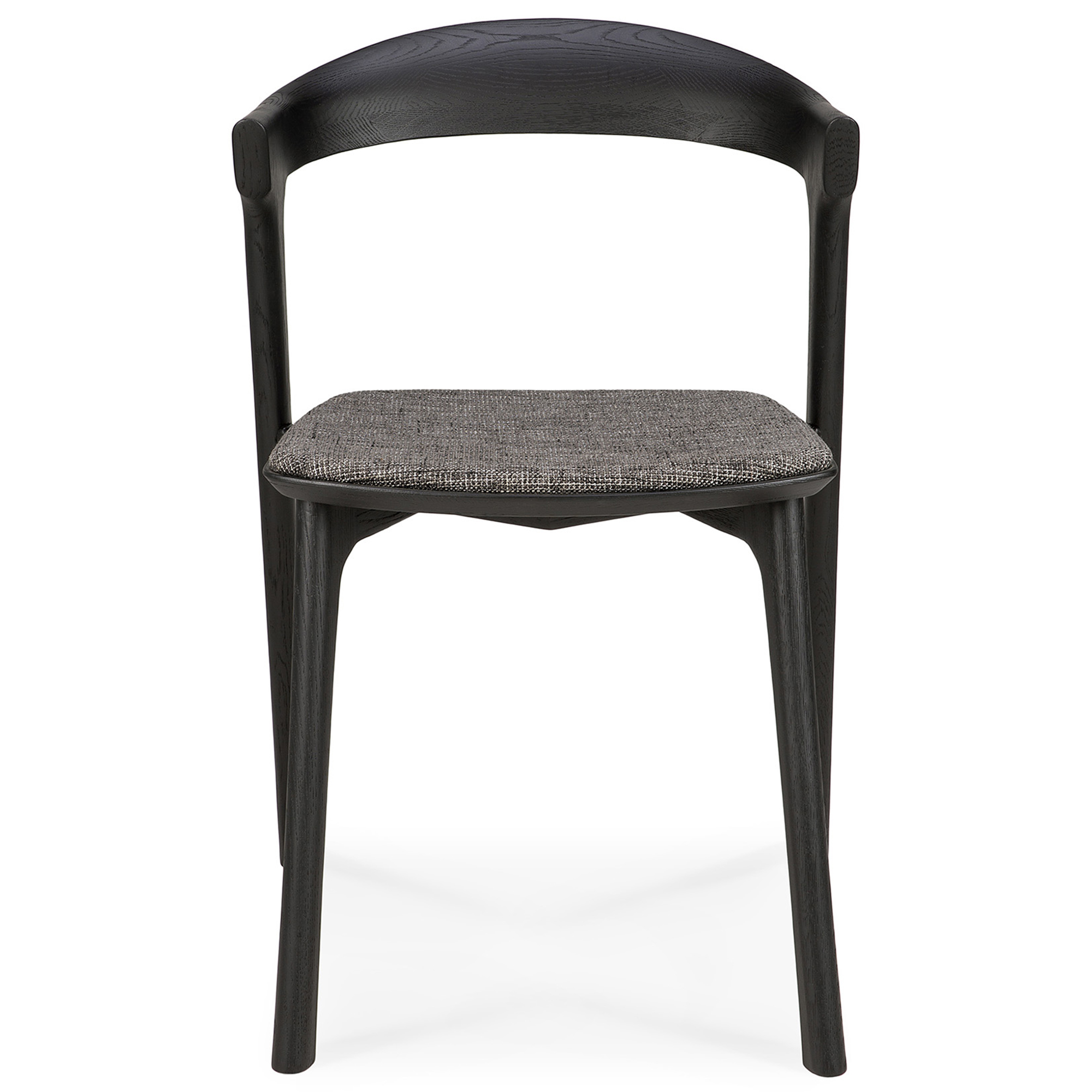 Ethnicraft - Bok Dining Chair Black Oak Upholstered Grey Fabric - Matstolar - Alain Van Havre - Svart - Trä | Möbler - Stolar Och Pallar - Matstolar | Möbelexperten