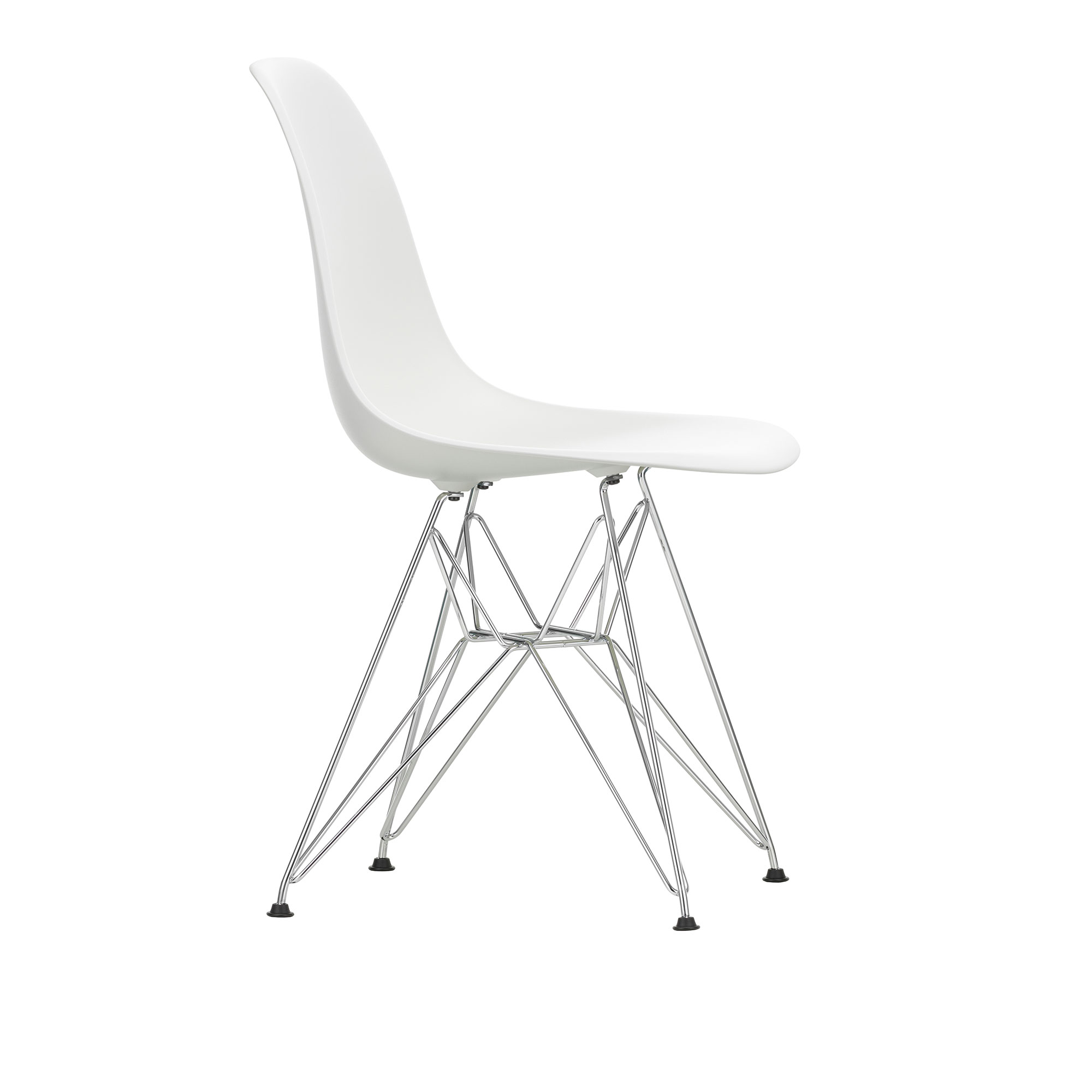 Vitra - Eames Plastic Chair DSR White Chrome Base - Matstolar - Charles & Ray Eames - Vit - Metall/Plast