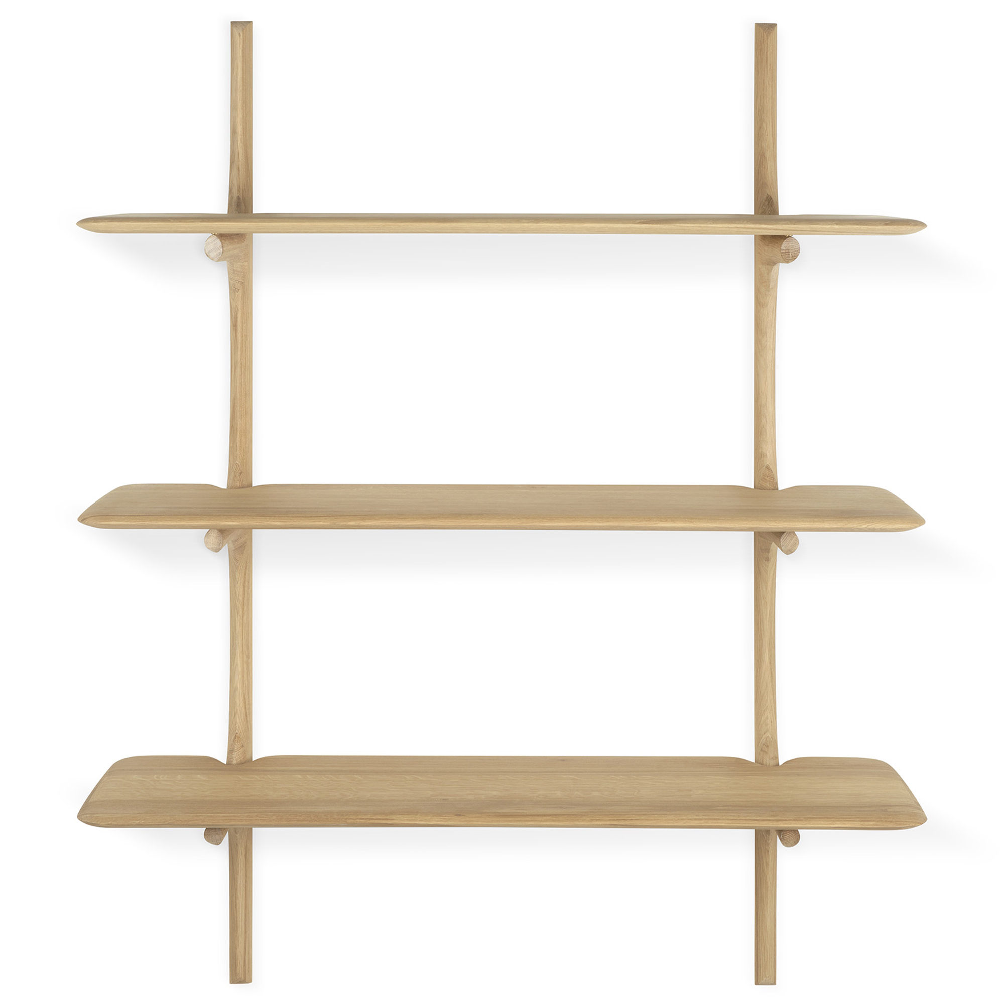 Ethnicraft - PI Wall Shelf - Oak - 3 Shelves - Vägghyllor - Alain Van Havre - Träfärgad - Trä | Möbler - Förvaring Och Hyllor - Vägghyllor | Möbelexperten