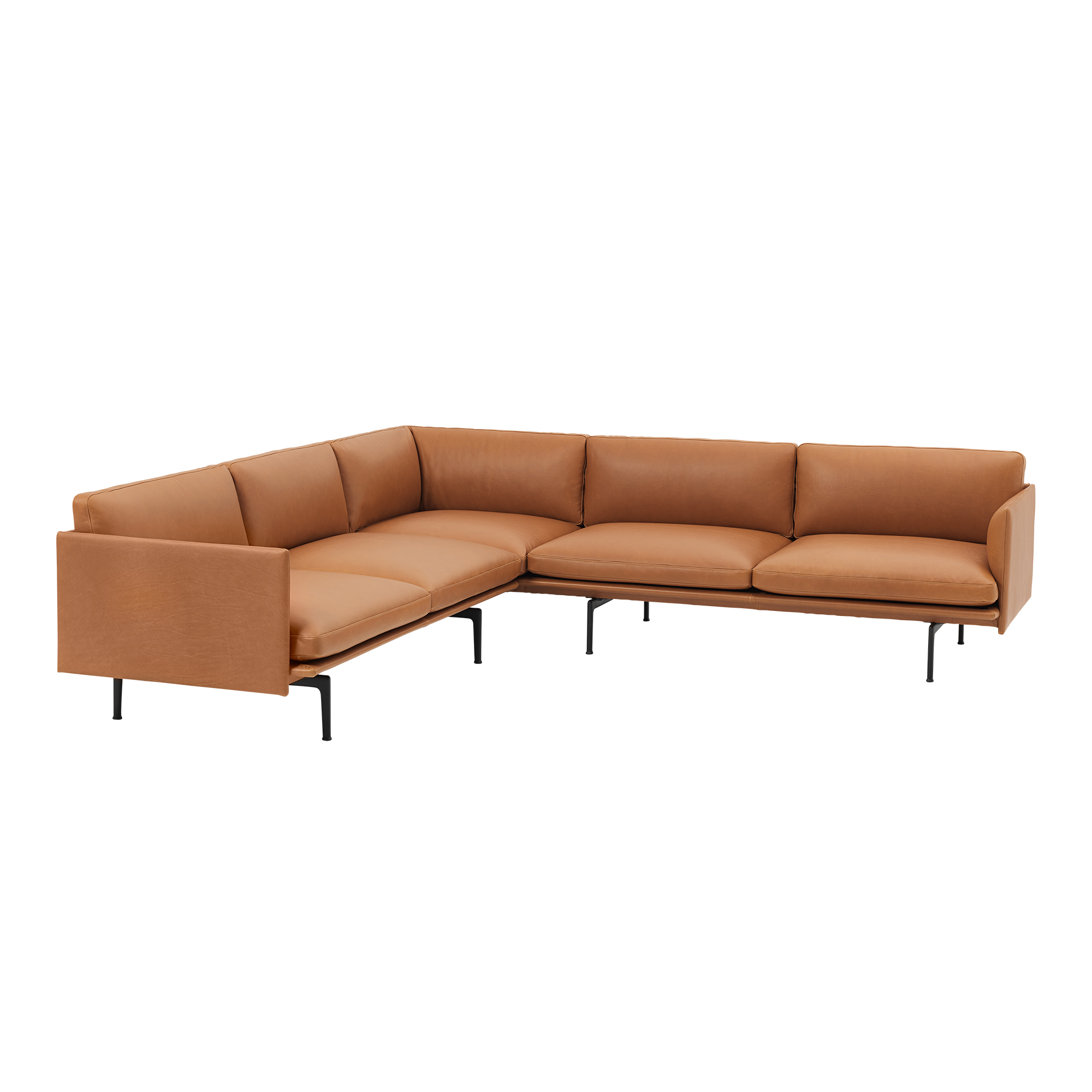 Muuto - Outline Sofa Corner / Black Base Refine Leather Cognac - Soffor - Anderssen & Voll | Möbler - Soffor Och Dagbäddar - Soffor | Möbelexperten