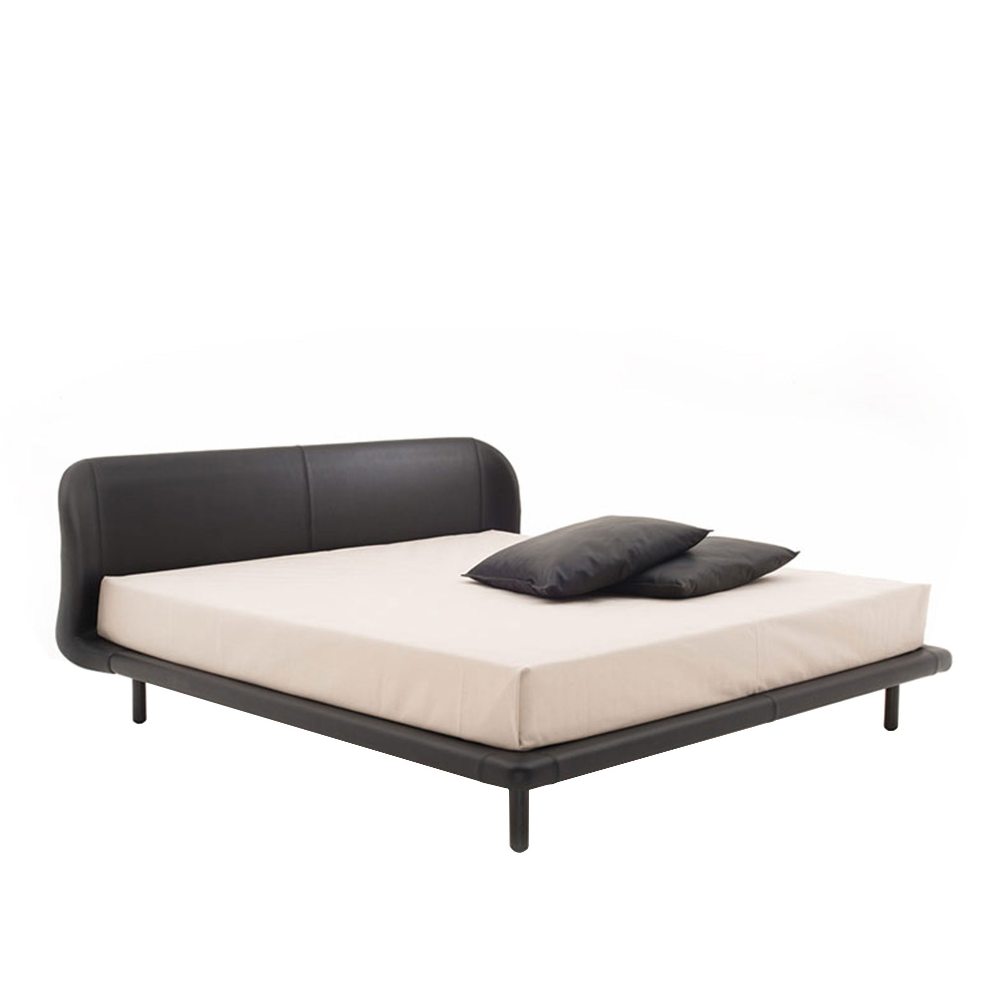 Cappellini - PegBed,MassiveFir/PoplarPlywood/MetalFrameStruct., Br: 204 cm, Fixed Fabric Cat. E, Master 4025, Walnut-Stained Ash Base Finish, Excl. Matress - Sängar - Nendo - Orange