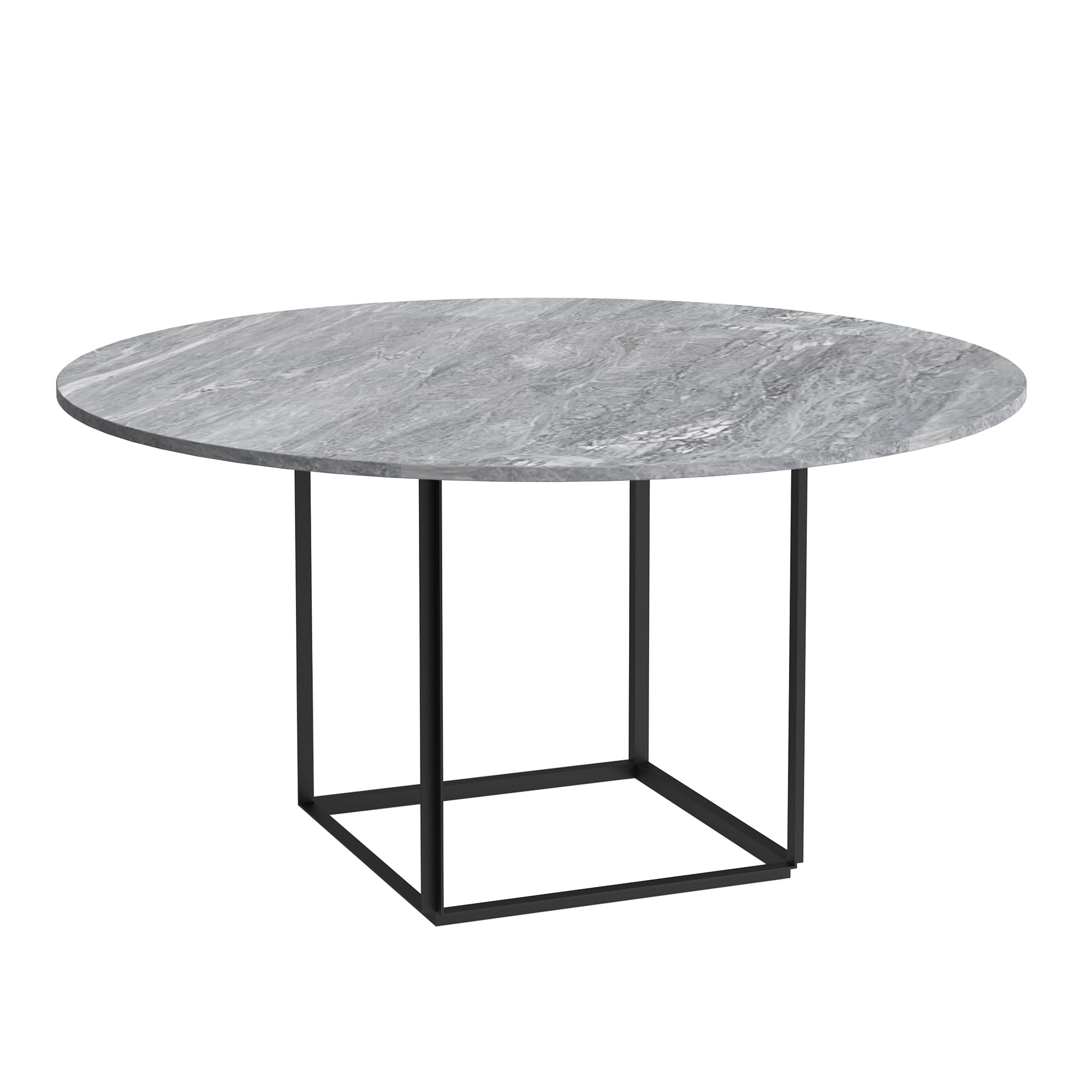 New Works - Florence Dining Table - Ø145, Skiva: Marmor - Grå Ruivina, Underrede: Svart - Matbord - Josefine Hedemann,Knut Bendik Humlevik - Grå - Metall/Sten