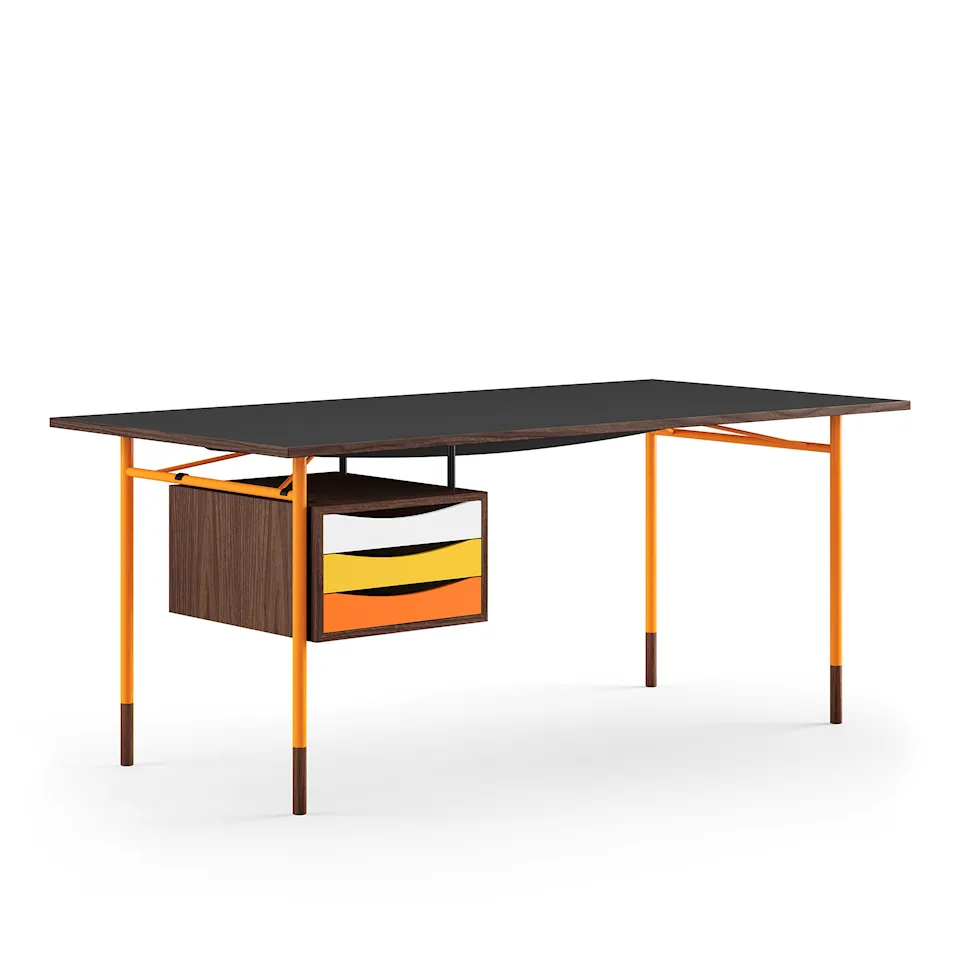 Nyhavn skrivbord 190 cm Warm med lådor Orange