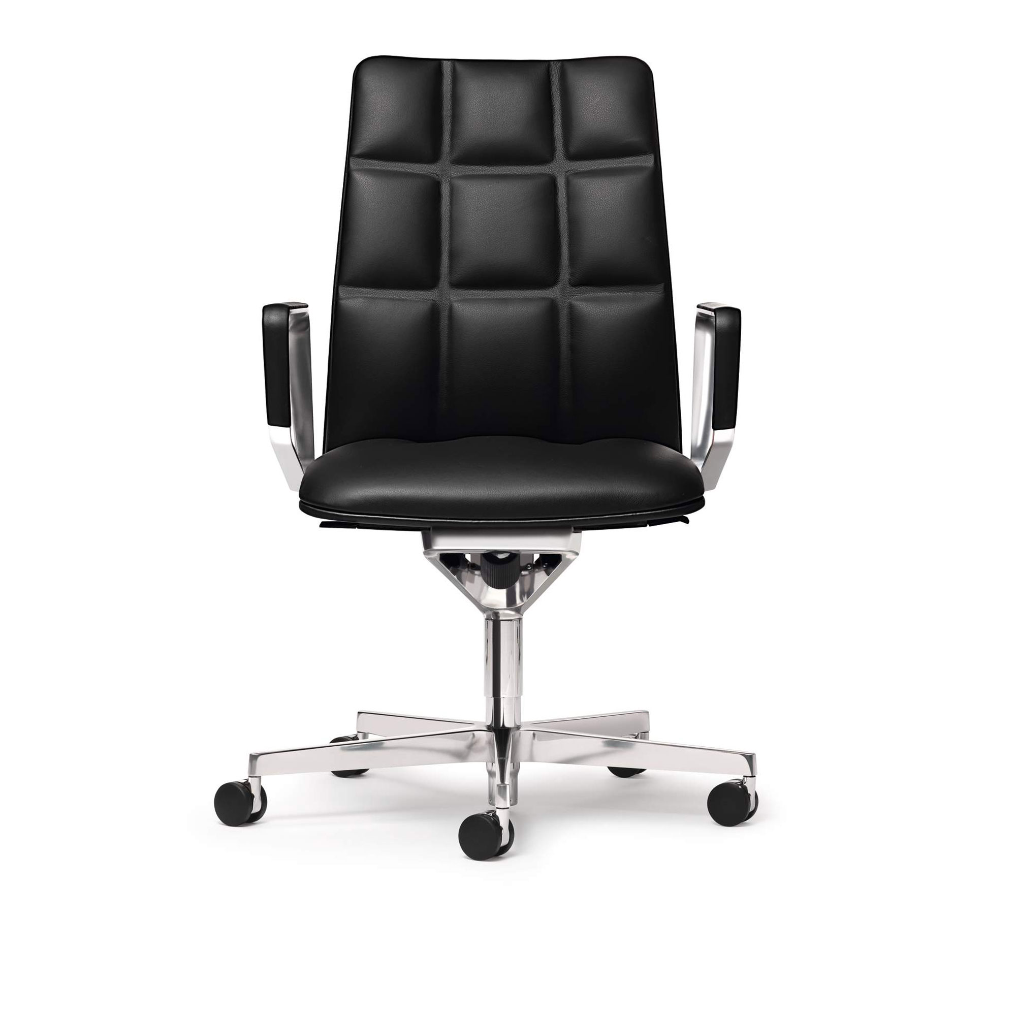 Walter Knoll - Leadchair Executive High 2000, Powder-Coated Black Matt, Leather Cat. 65 Elen 1400 Fango, 5-star Base, Soft Castors - Skrivbordsstolar - EOOS - Brun
