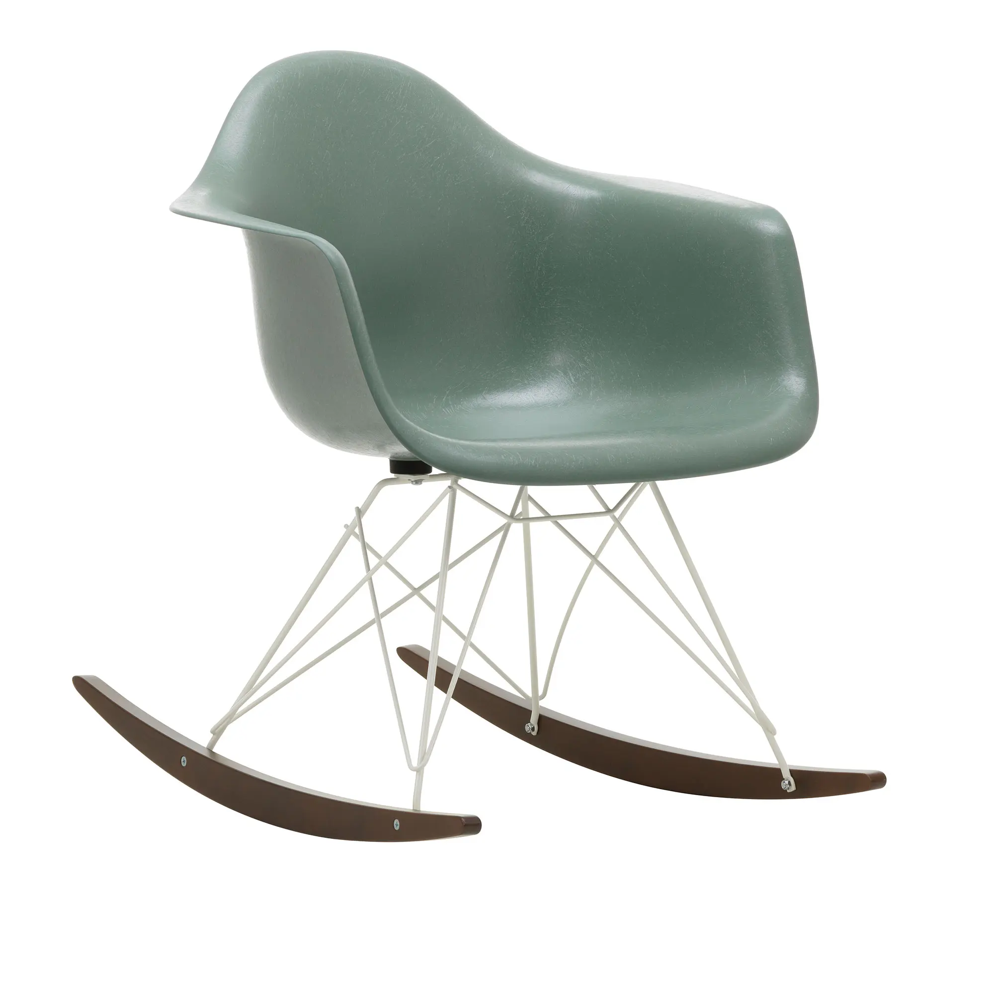 Eames Fiberglass Armchair RAR gyngestol White/Dark Maple