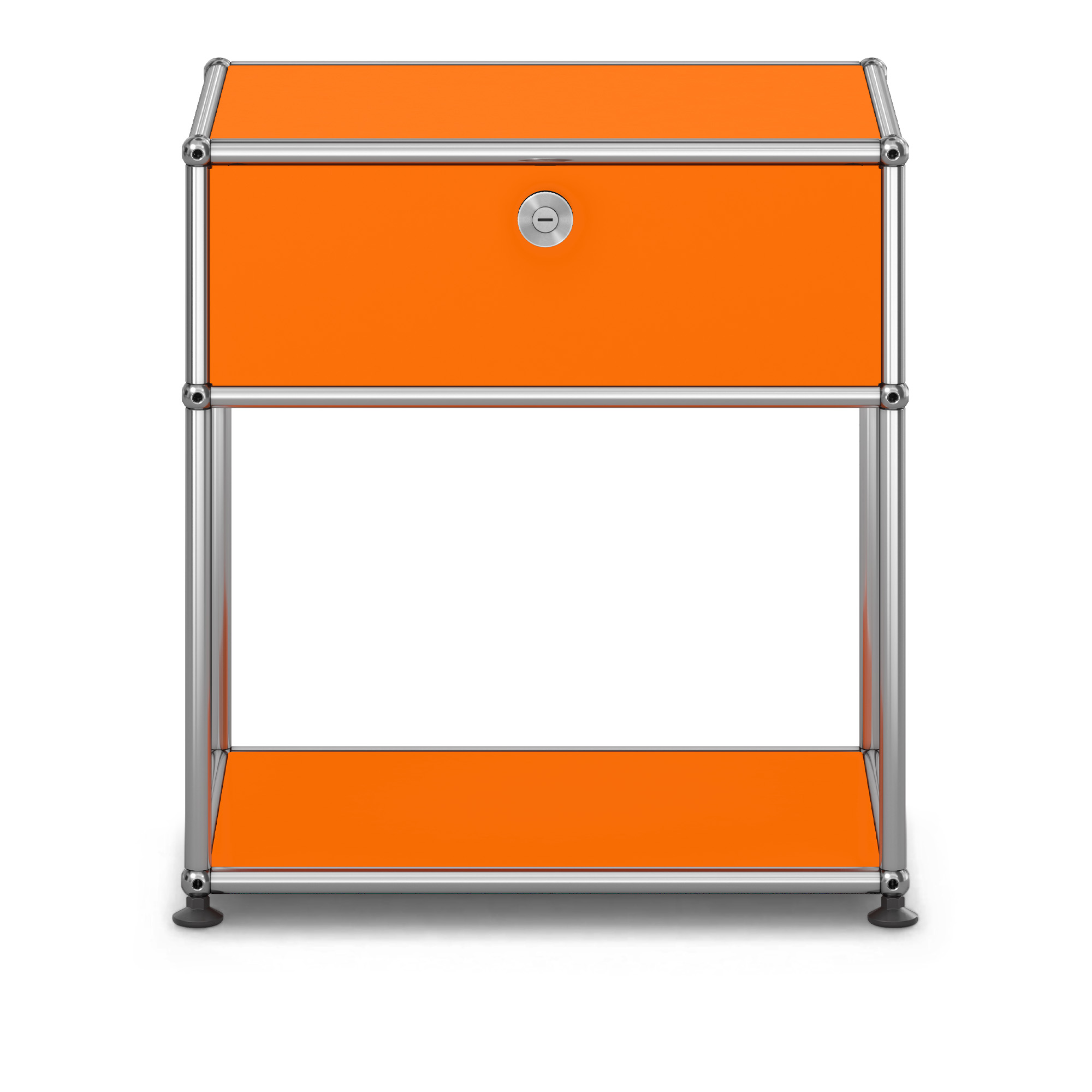 USM - USM Haller Bedside Table M54 Pure Orange - Sängbord - Fritz Haller & Paul Schärer - Orange - Metall | Möbler - Bord - Sängbord | Möbelexperten