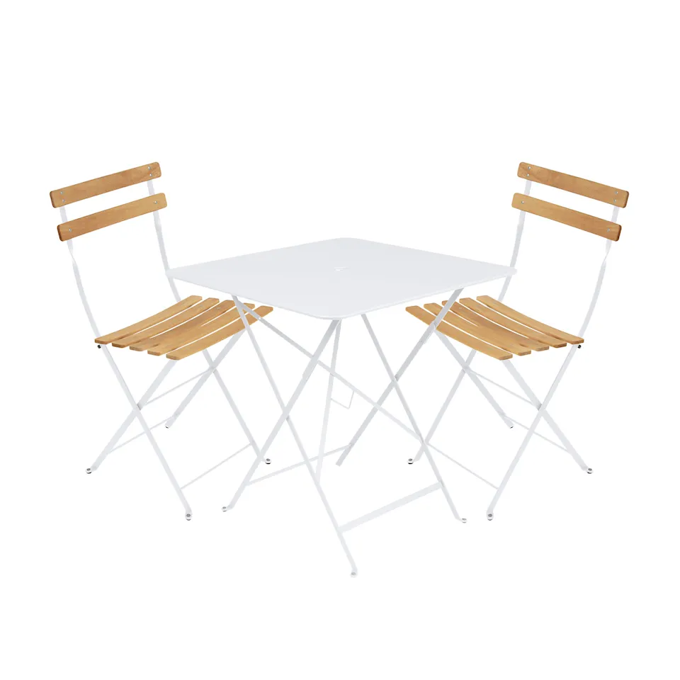 Bistro matgrupp bord 71cm & 2 trä stolar