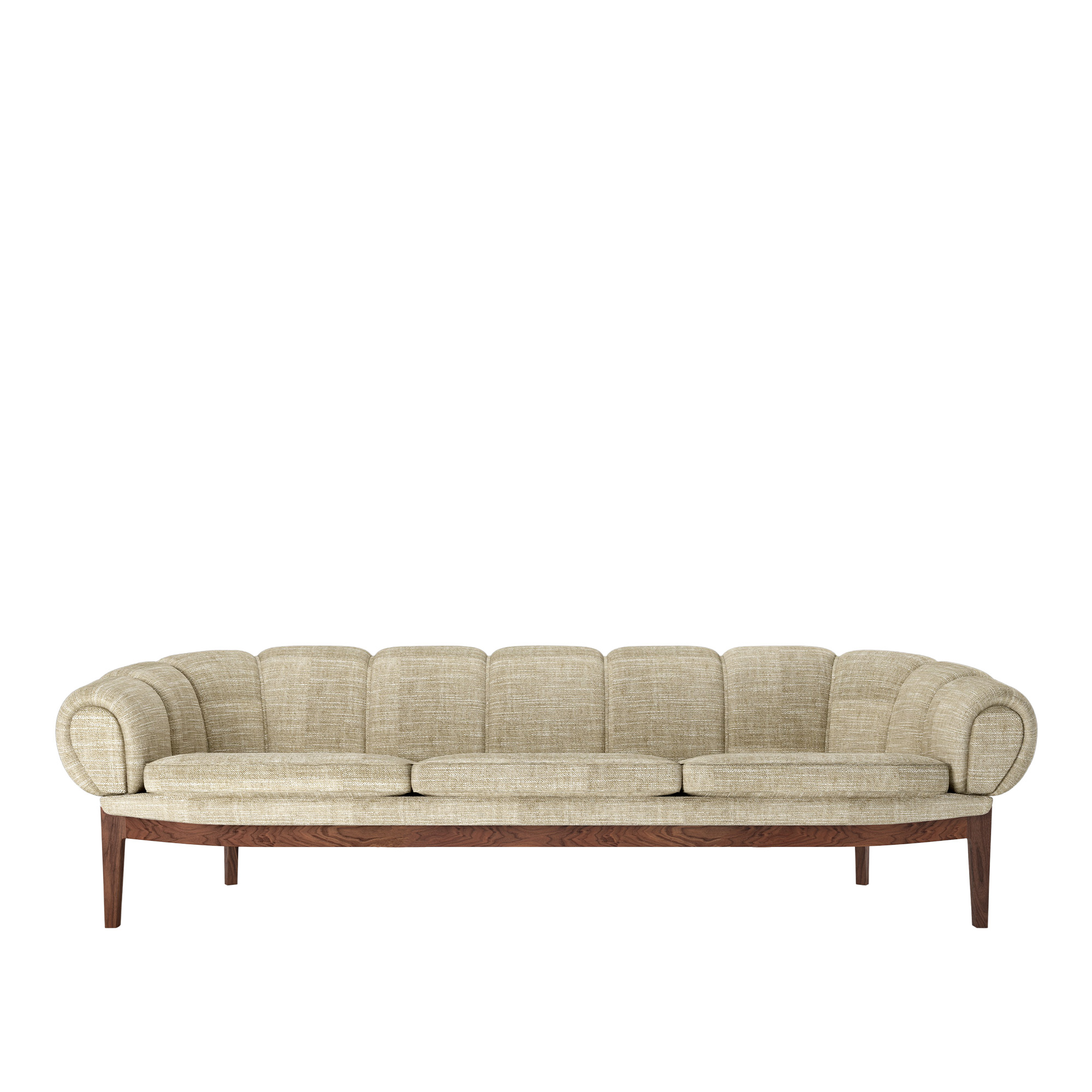 Gubi - Croissant Sofa 3-seater,Solid American Walnut Oiled, Prisgrupp 6 Tyg Dedar Smilla T1902/001 - Soffor - Illum Wikkels&oslash; - Tr&auml;f&auml;rgad