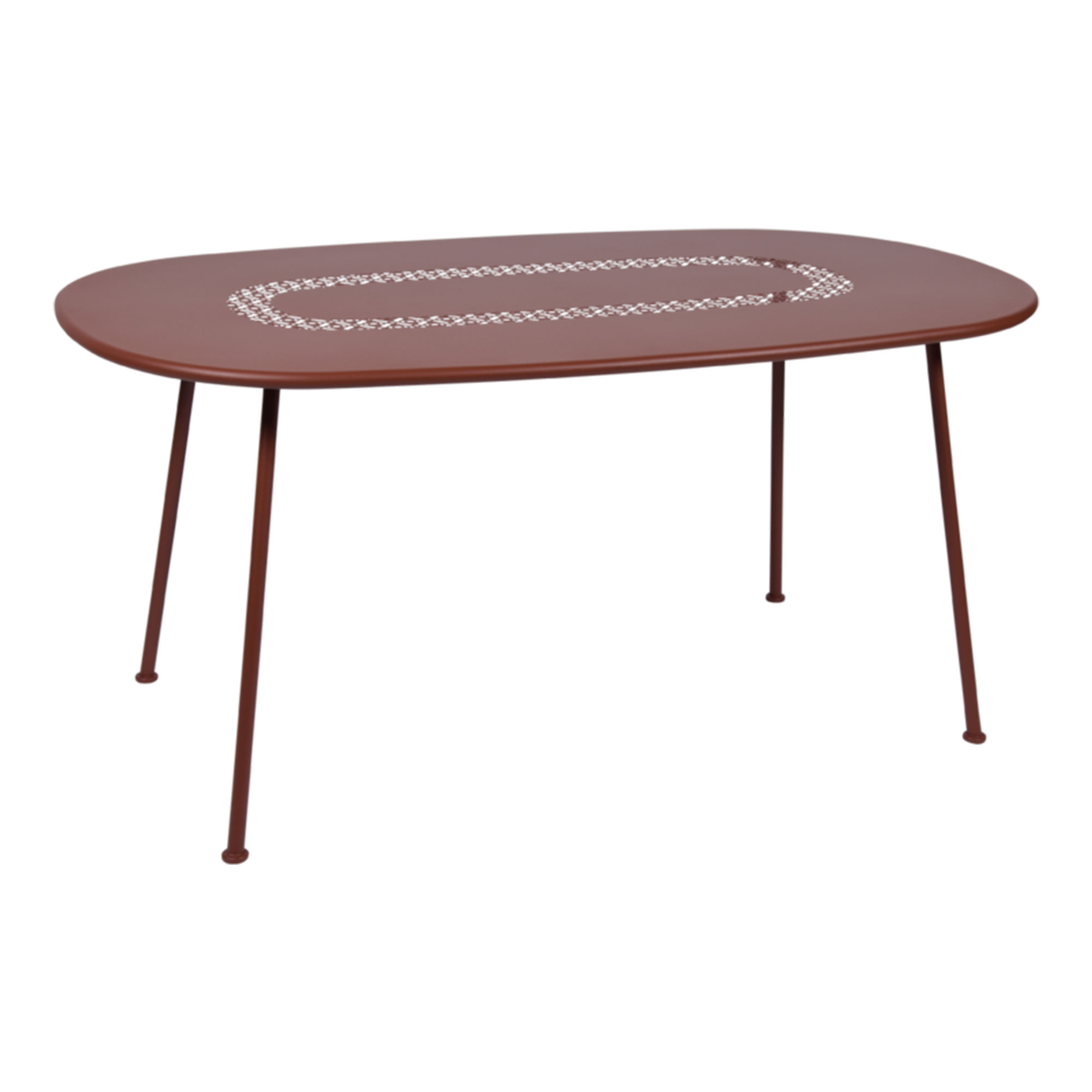 Fermob - Lorette Oval Table 160x90 cm Red Ochre 20 - Matbord utomhus - Frédéric Sofia - Röd - Metall