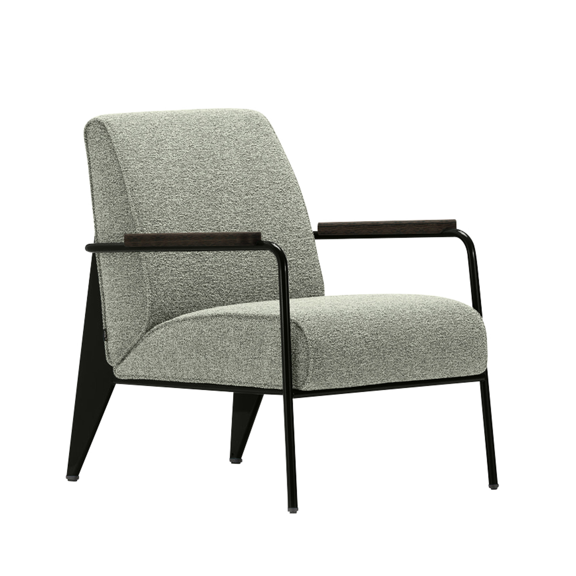 Vitra - Fauteuil de Salon Deep Black, Dark Oak, Cream/Dark Brown - Fåtöljer - Jean Prouvé - Brun - Metall/Trä/Skum