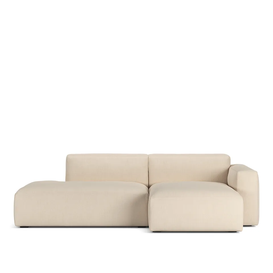 Brick 2-Seater Chaise Lounge Open End Left Shadow Nature Fixed Upholstery