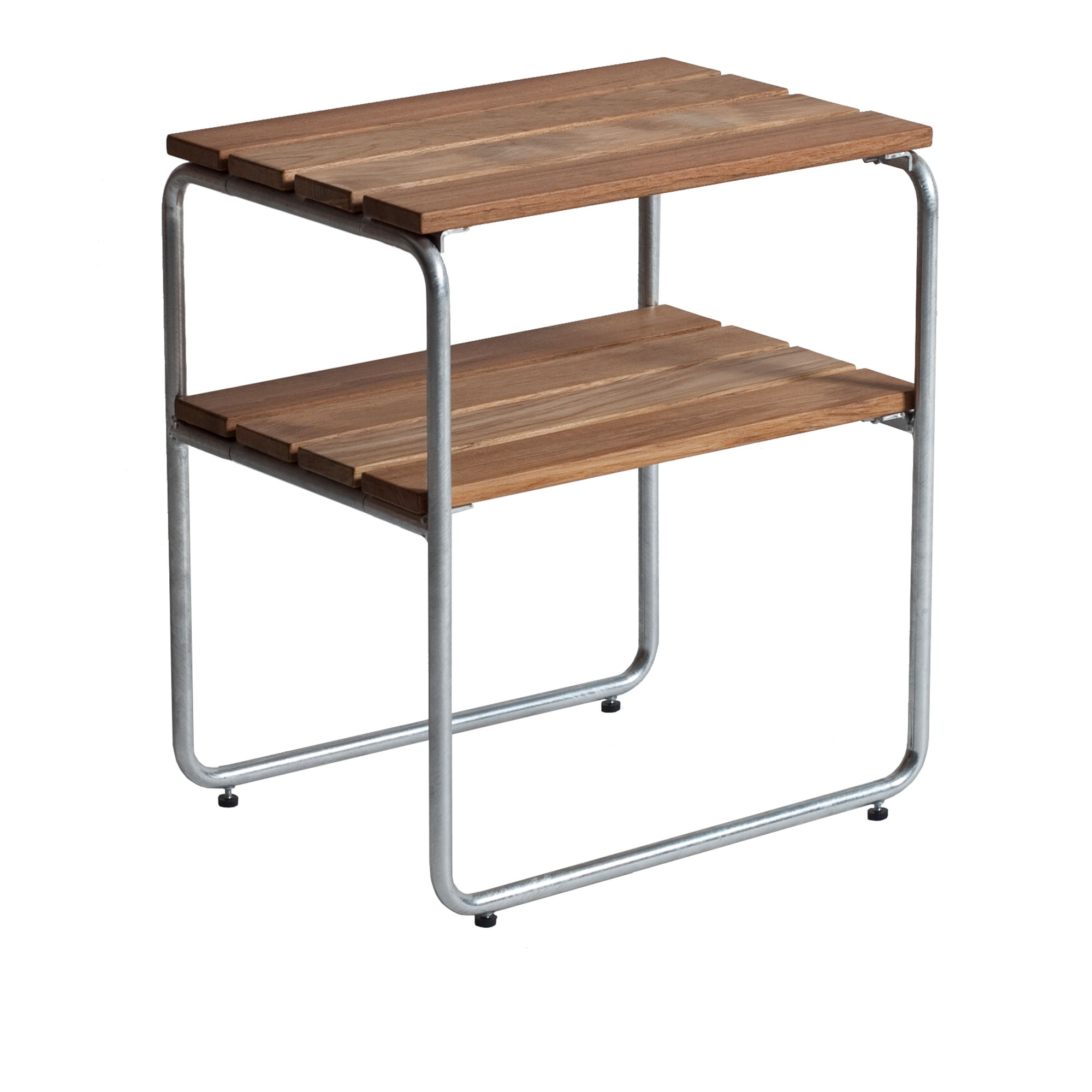 grythyttan stålmöbler - l45 sidobord - obehandlad teak / förzinkat stativ - småbord och sidobord utomhus - jan-olof ågren,maria håård - träfärgad - metall/trä
