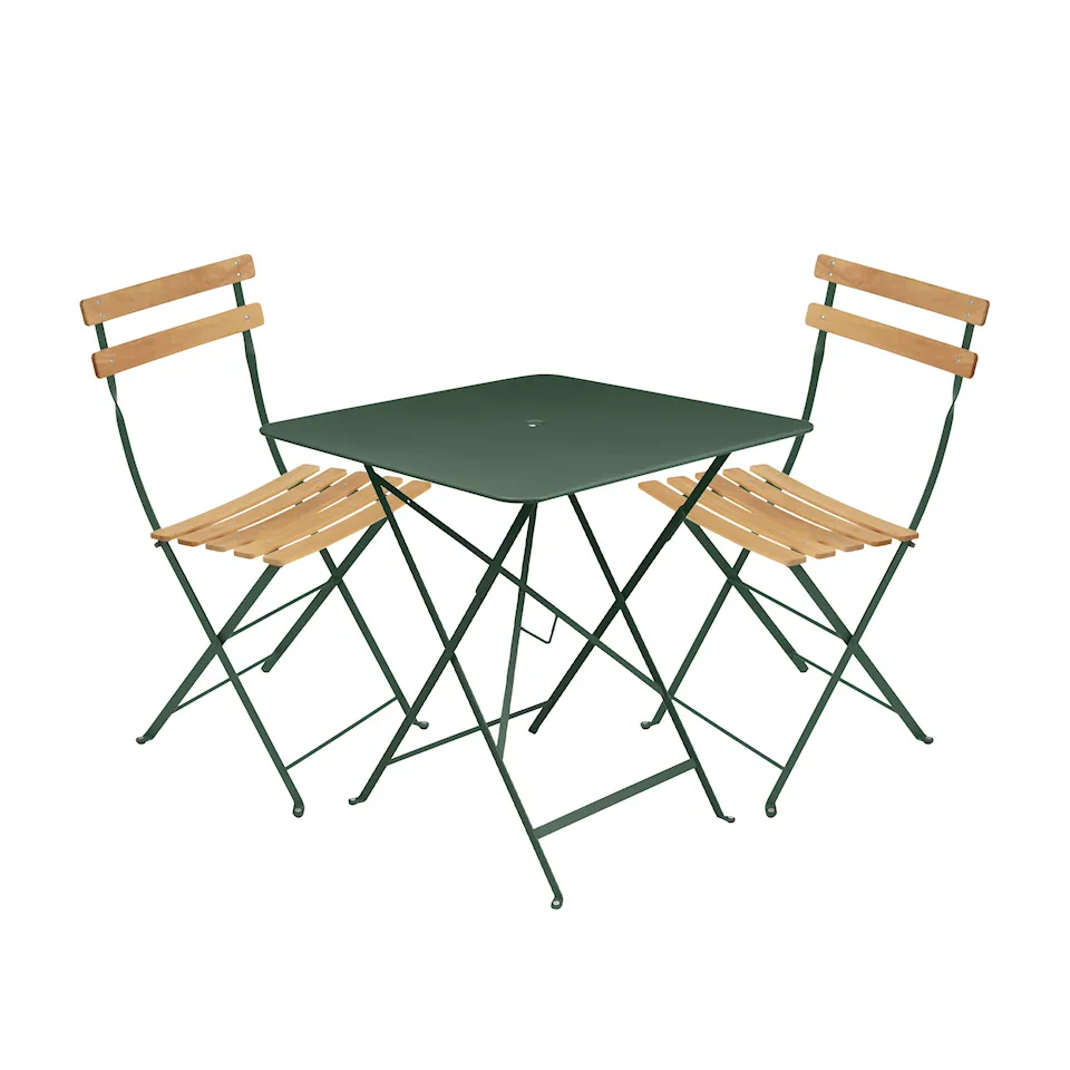 Bistro matgrupp bord 71cm & 2 trä stolar