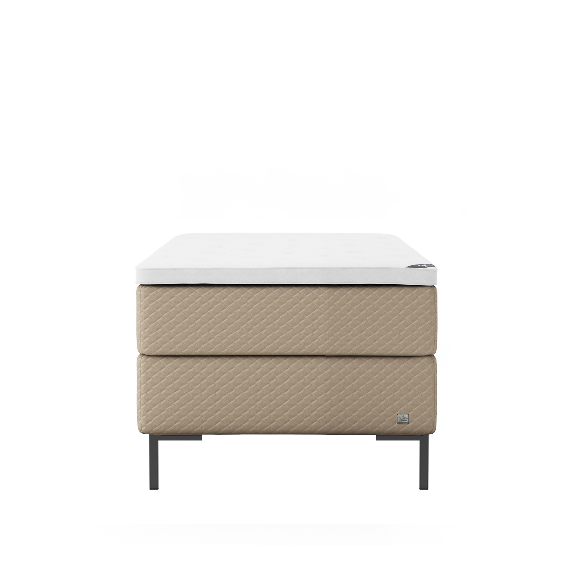 englesson - impression kontinental medium 90wx210l almond enkelsäng, sängben metall svarta 19 cm, bäddmadrass superior - sängar - brun