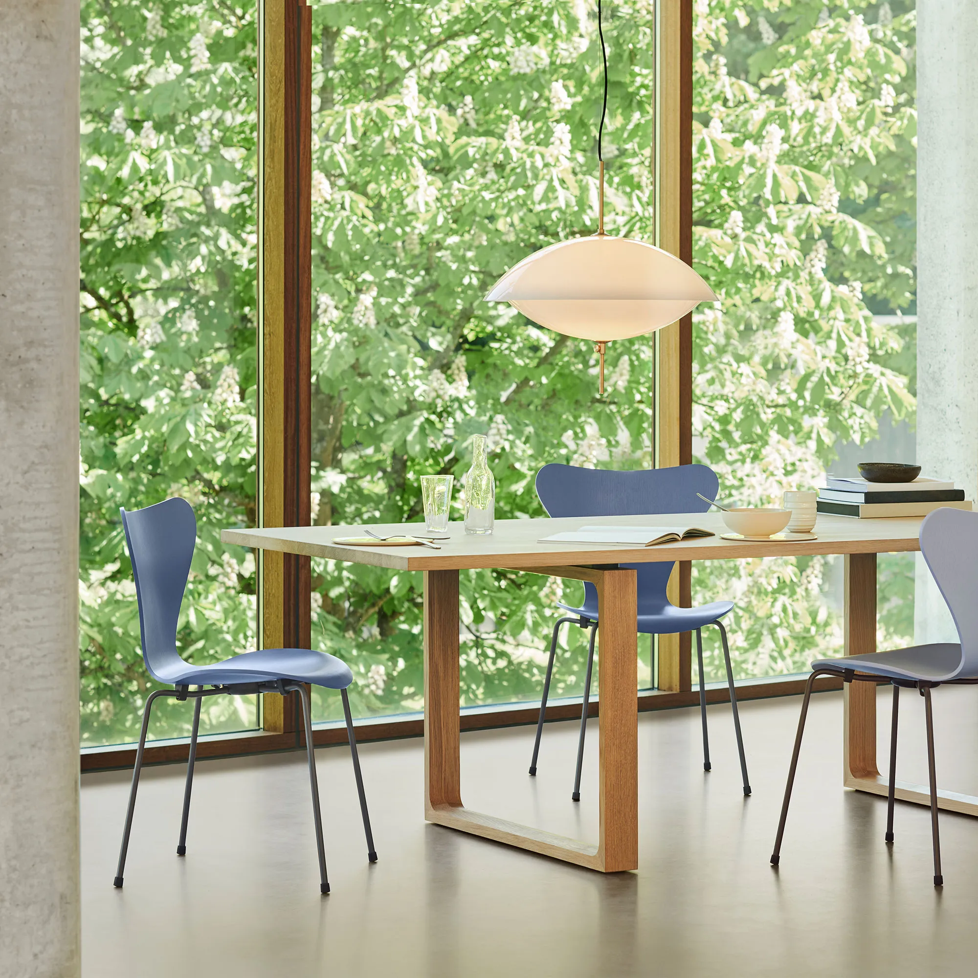 Series 7 stol 3107 bøkfiner stålunderstell brun bronse