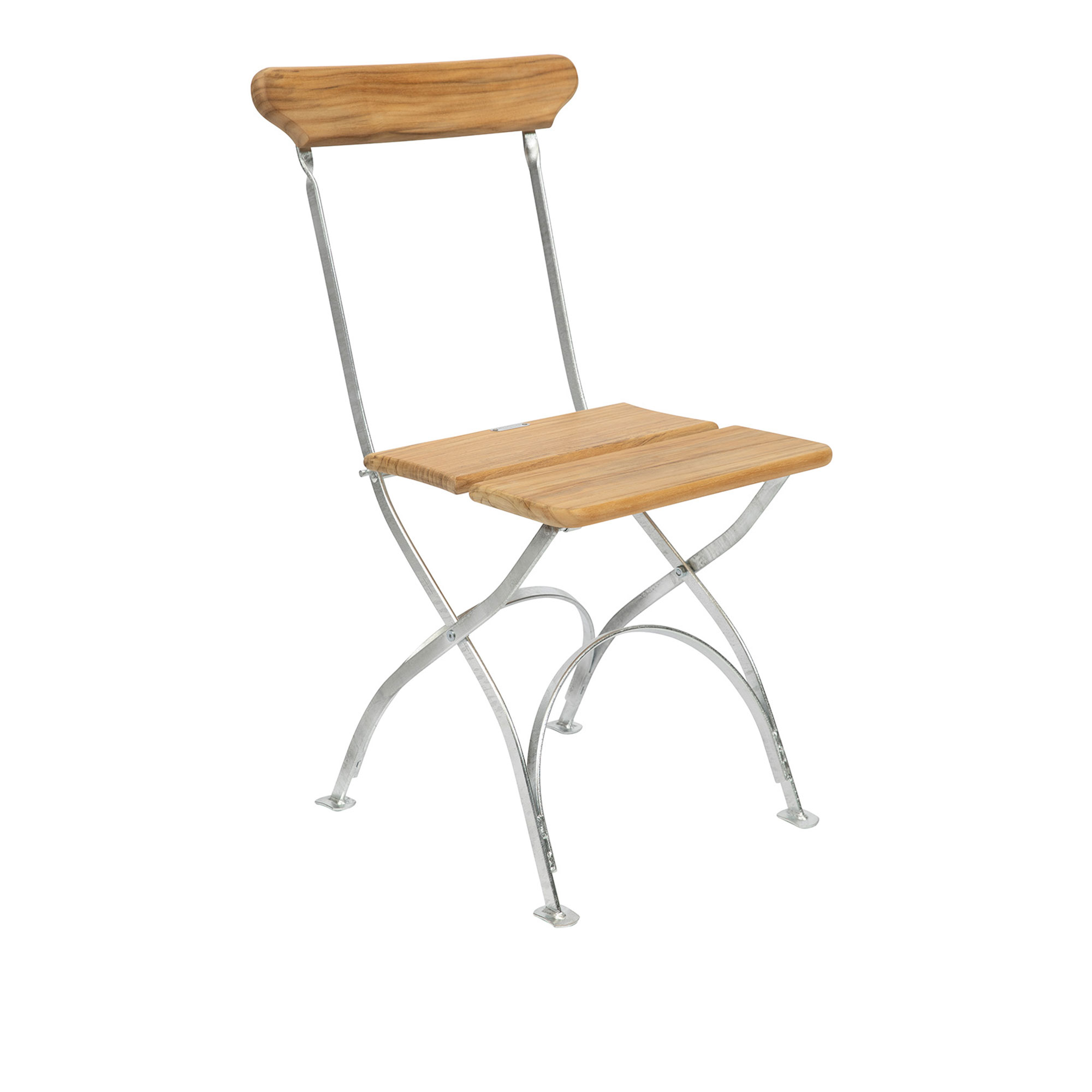 Grythyttan Stålmöbler - Bryggeristol Obehandlad teak / Varmförzinkat stativ - Matstolar utomhus - Träfärgad - Metall/Trä | Utemöbler - Utestolar - Matstolar Utomhus | Möbelexperten