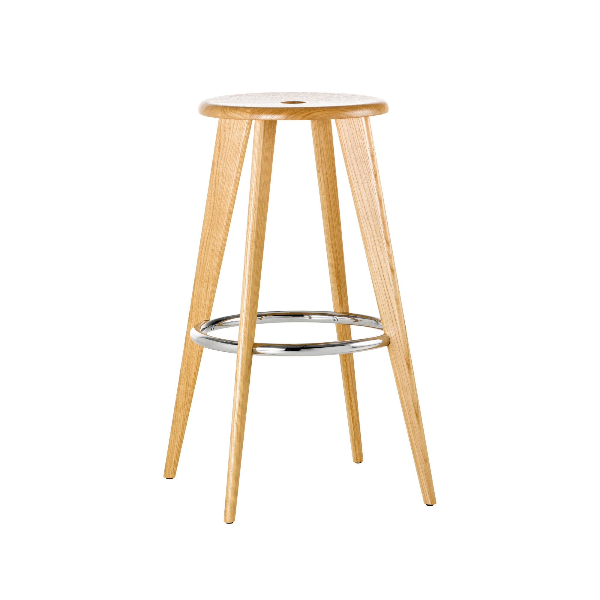 Vitra - Tabouret Haut, Naturlig ek - Barstolar & barpallar - Jean Prouvé - Brun - Metall/Trä