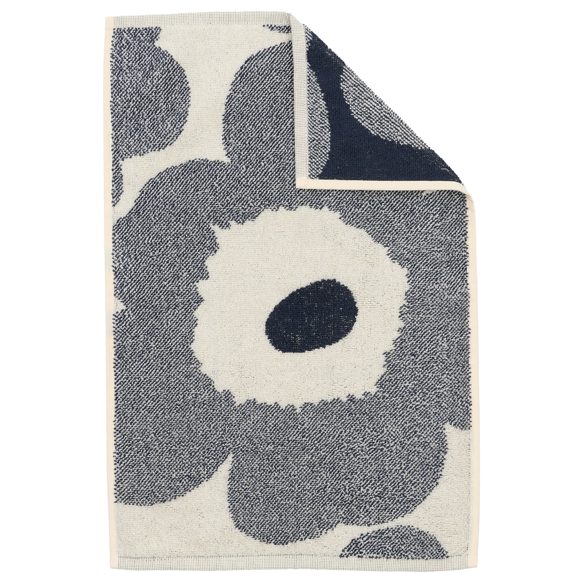 Marimekko - Unikko Guest Towel 30x50 cm Off White, Blueberry - Håndklær og badehåndklær - Maija Isola - Svart,Hvit,Blå - Bomull