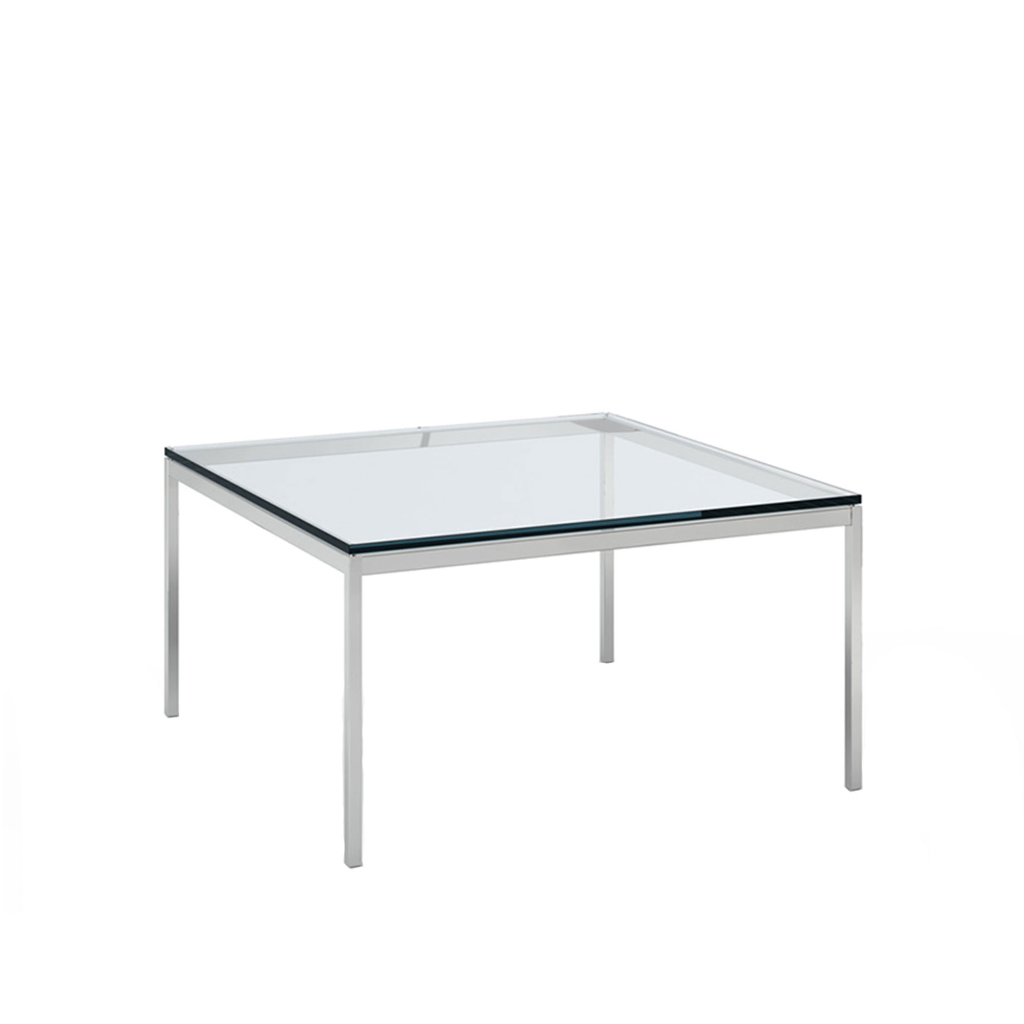 Knoll - Florence Knoll Low Table, Höjd 48 cm, 90 x 90 cm, skiva i Klarglas - Soffbord - Florence Knoll - Transparent - Glas/Metall