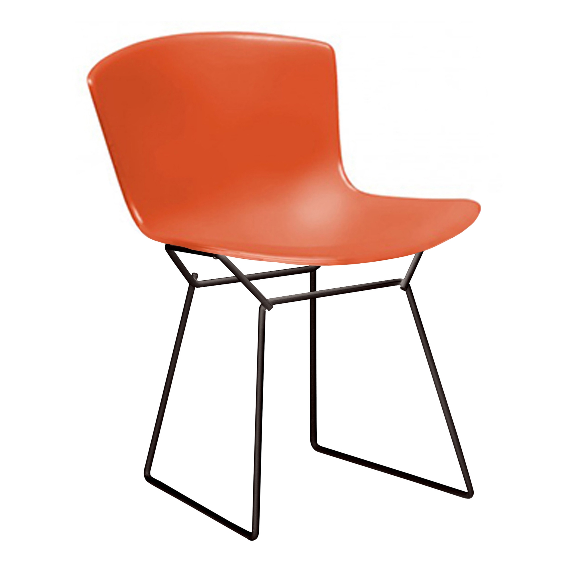 Knoll - Bertoia Plastic Side Chair, Svart underrede, Orange-röd sits - Matstolar - Harry Bertoia - Orange - Metall/Plast