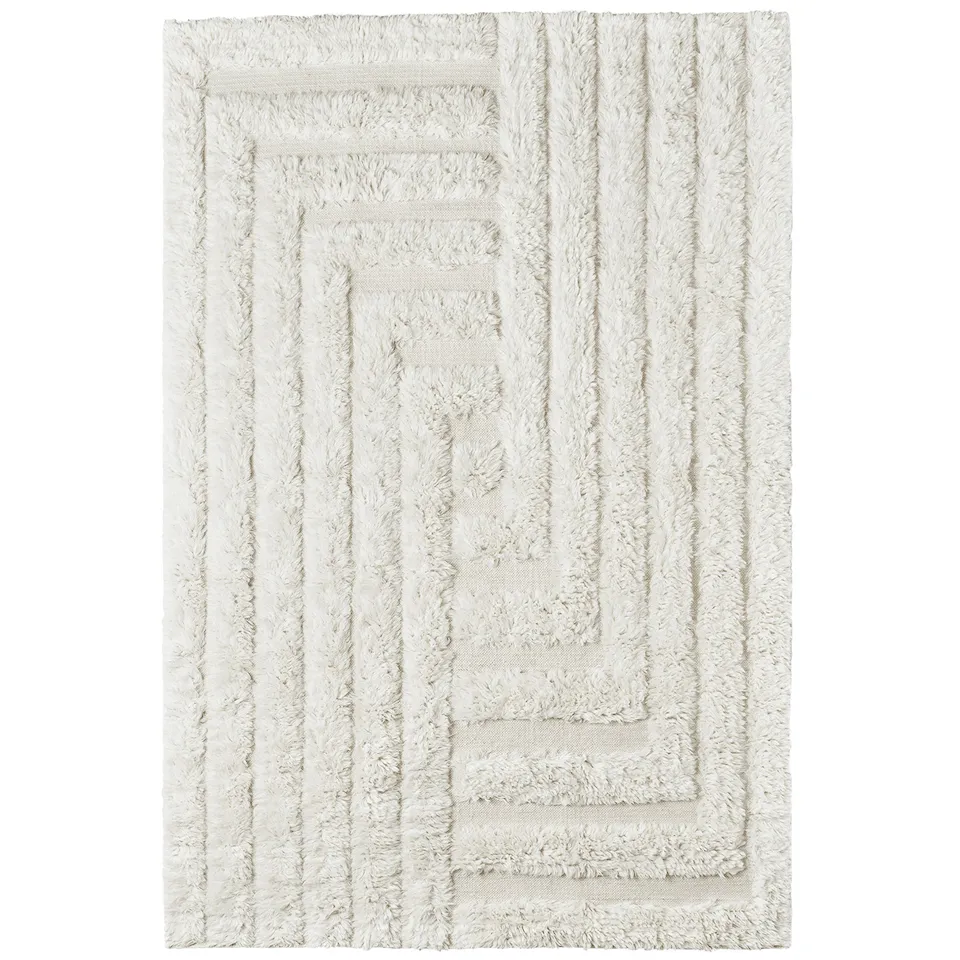 DD Shaggy Labyrinth Rug White 250x350