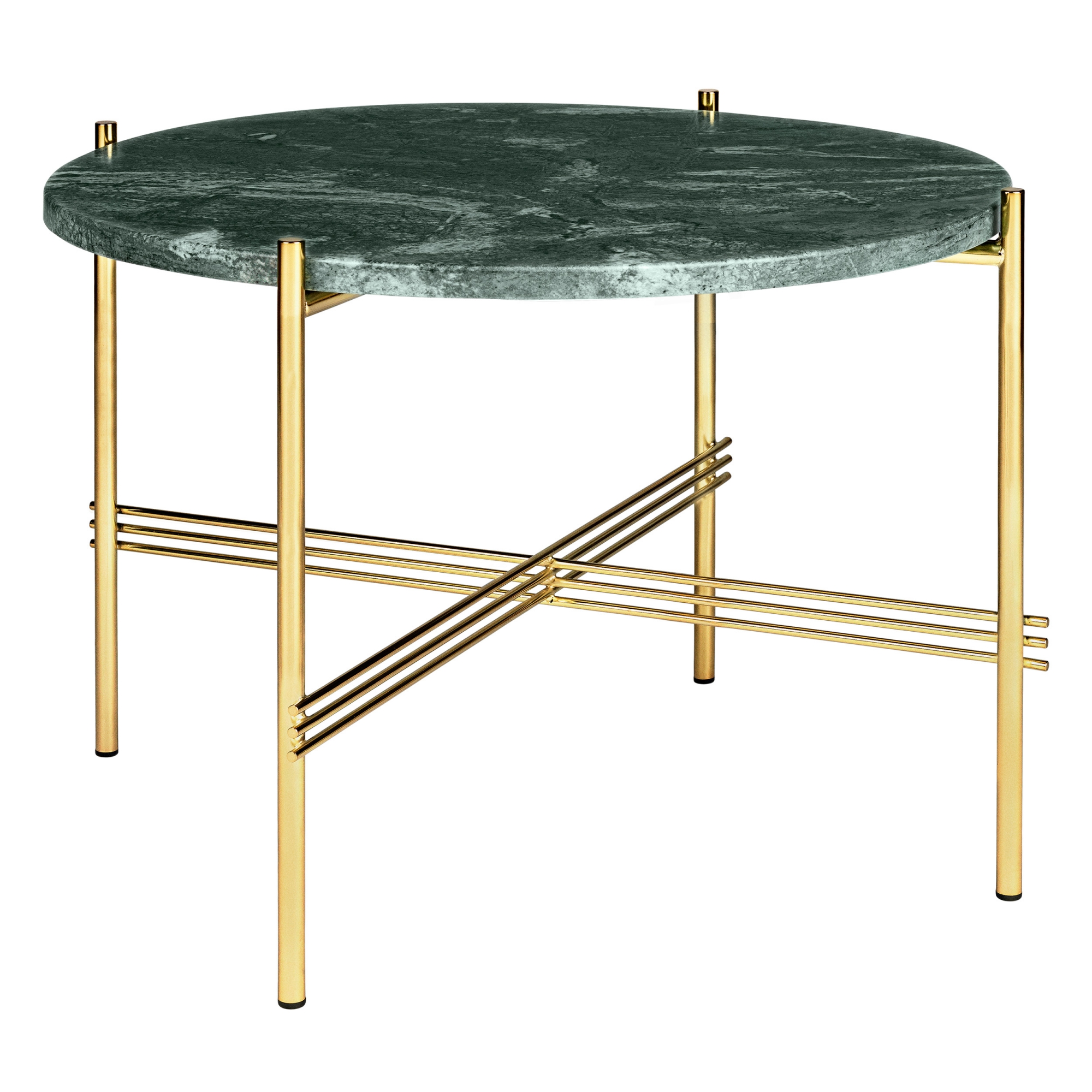 Gubi - TS Soffbord Ø 55 H. 41, Top: Verde Guatemala Marble, Base: Brass - Soffbord - GamFratesi - Grön - Metall/Sten