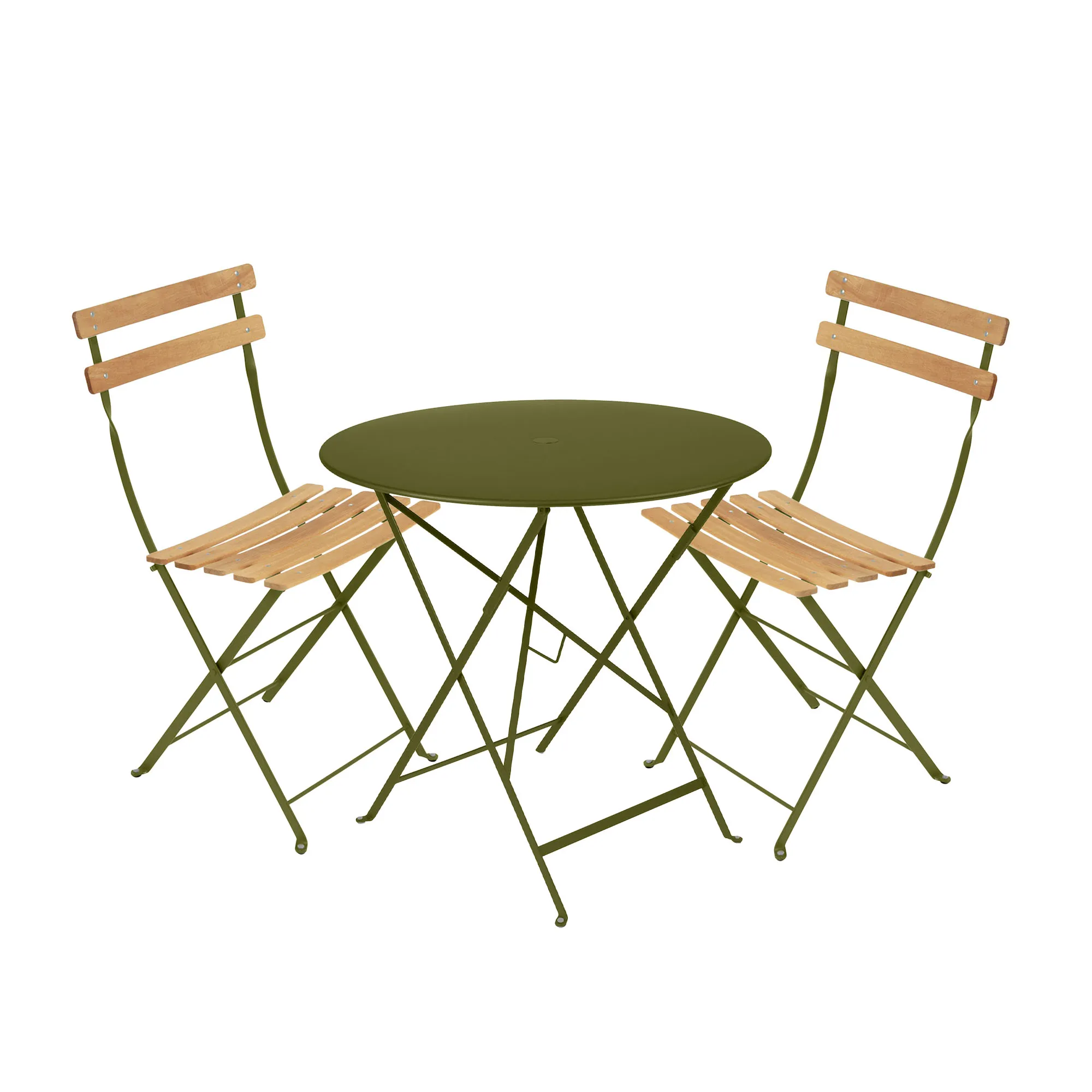 Bistro matgrupp bord 77cm & 2 trä stolar