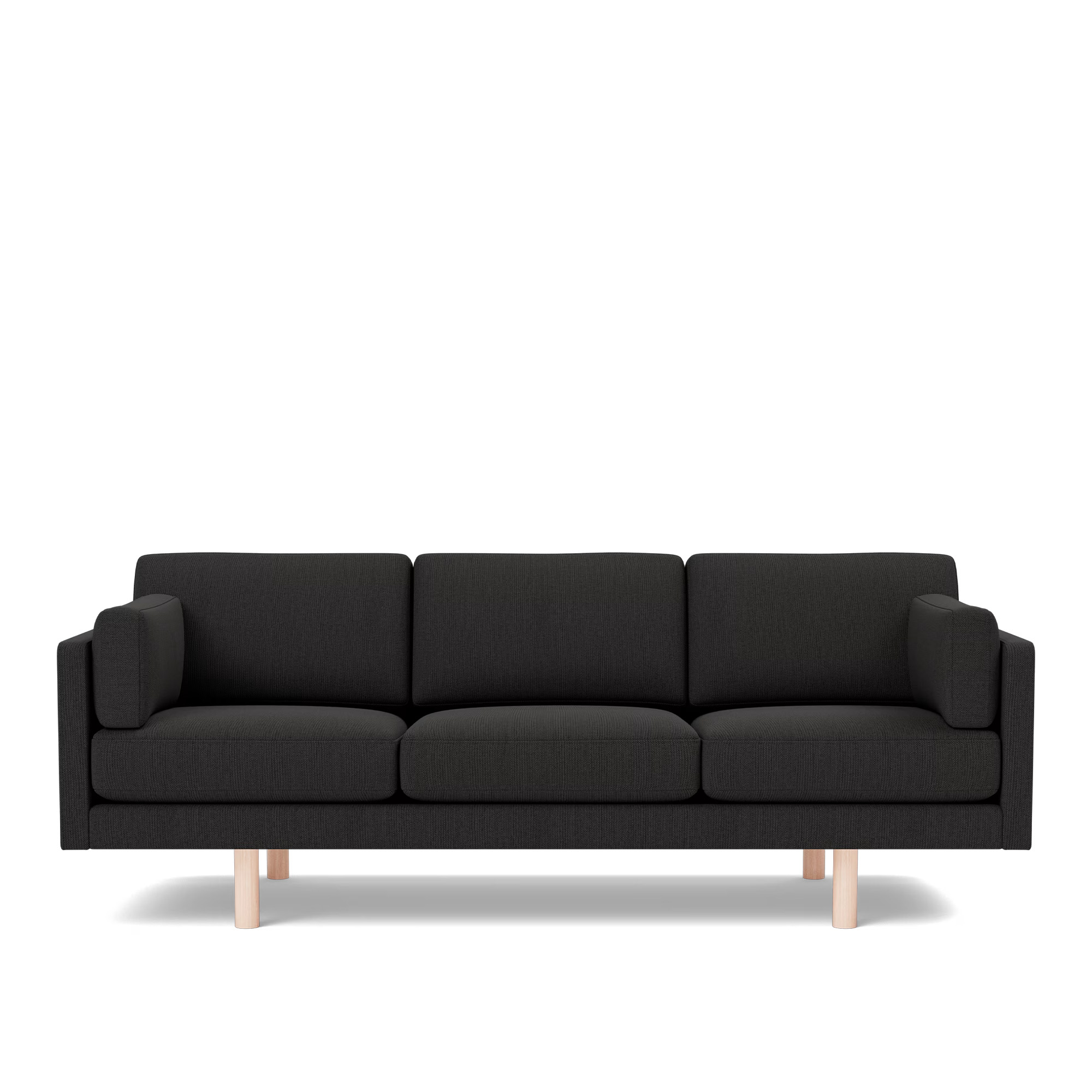 Fredericia Furniture - EJ220 Sofa - 3 seater - 212 cm - 3 cushions - Re-Wool 198 - Down wrap - without buttons - Oak soap treated - Soffor - Erik Jørgensen - Textilmaterial